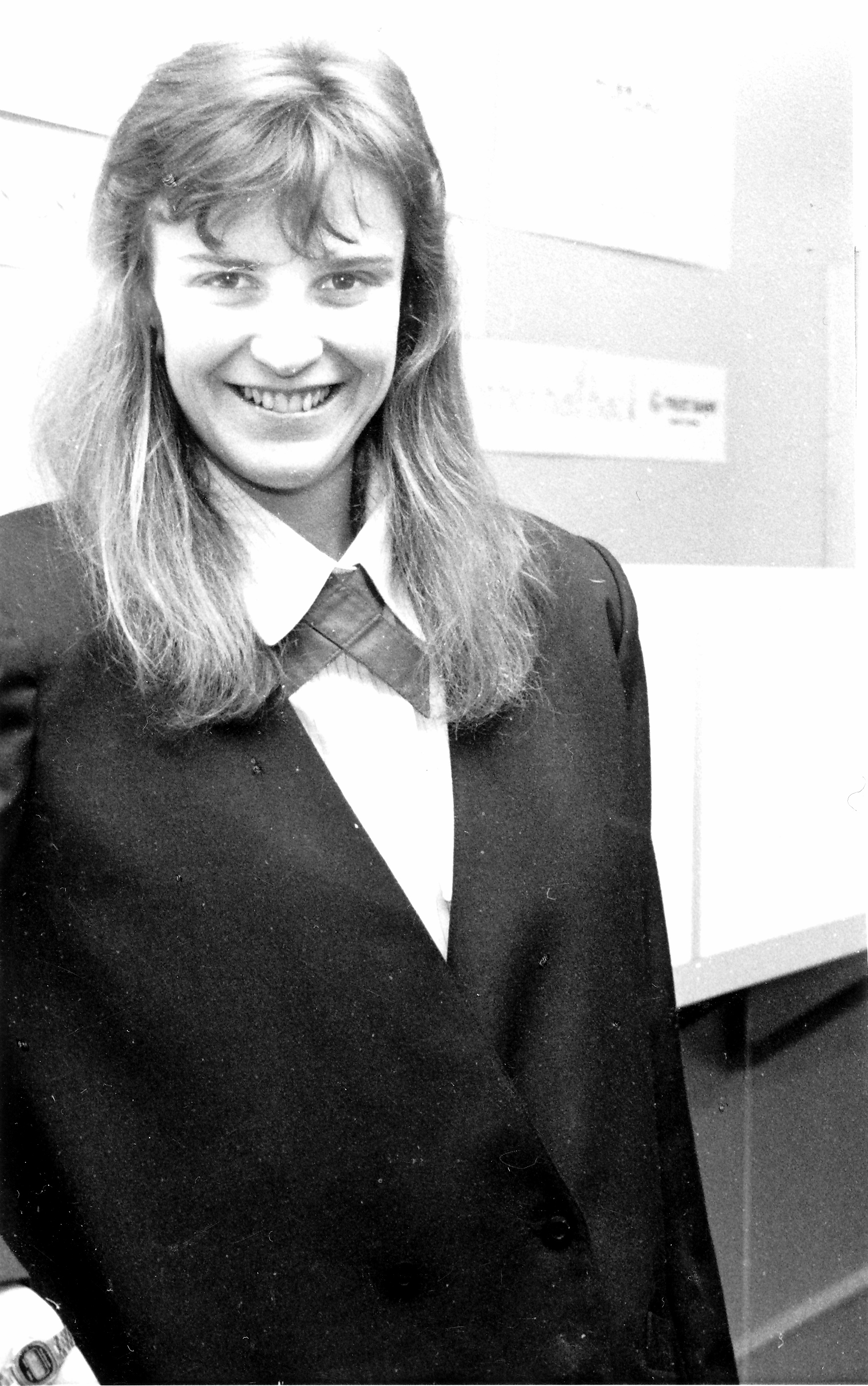Caroline Butler modelling TrustBank's new uniform.