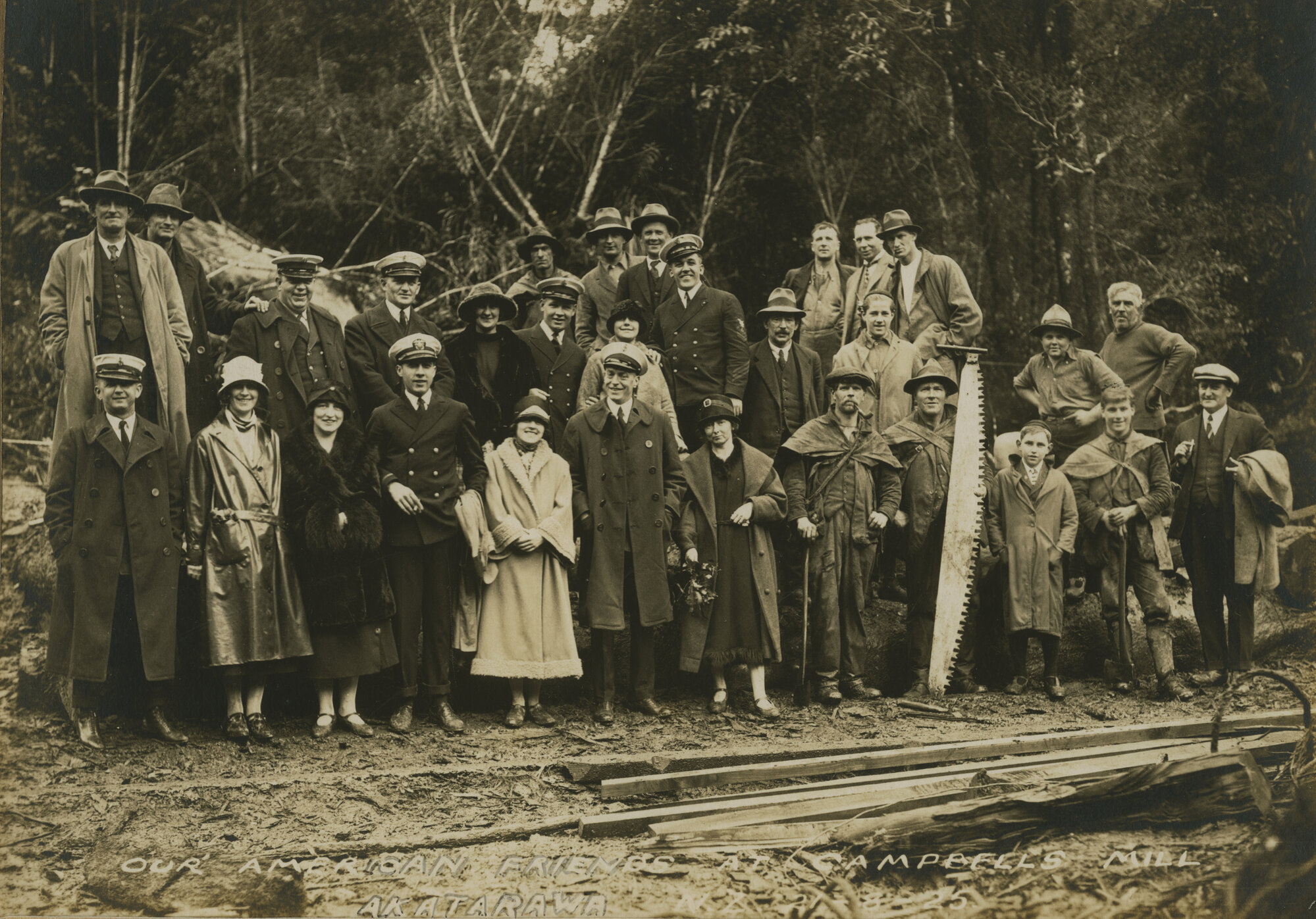 American sailors visit Campbell's Sawmill, 1925