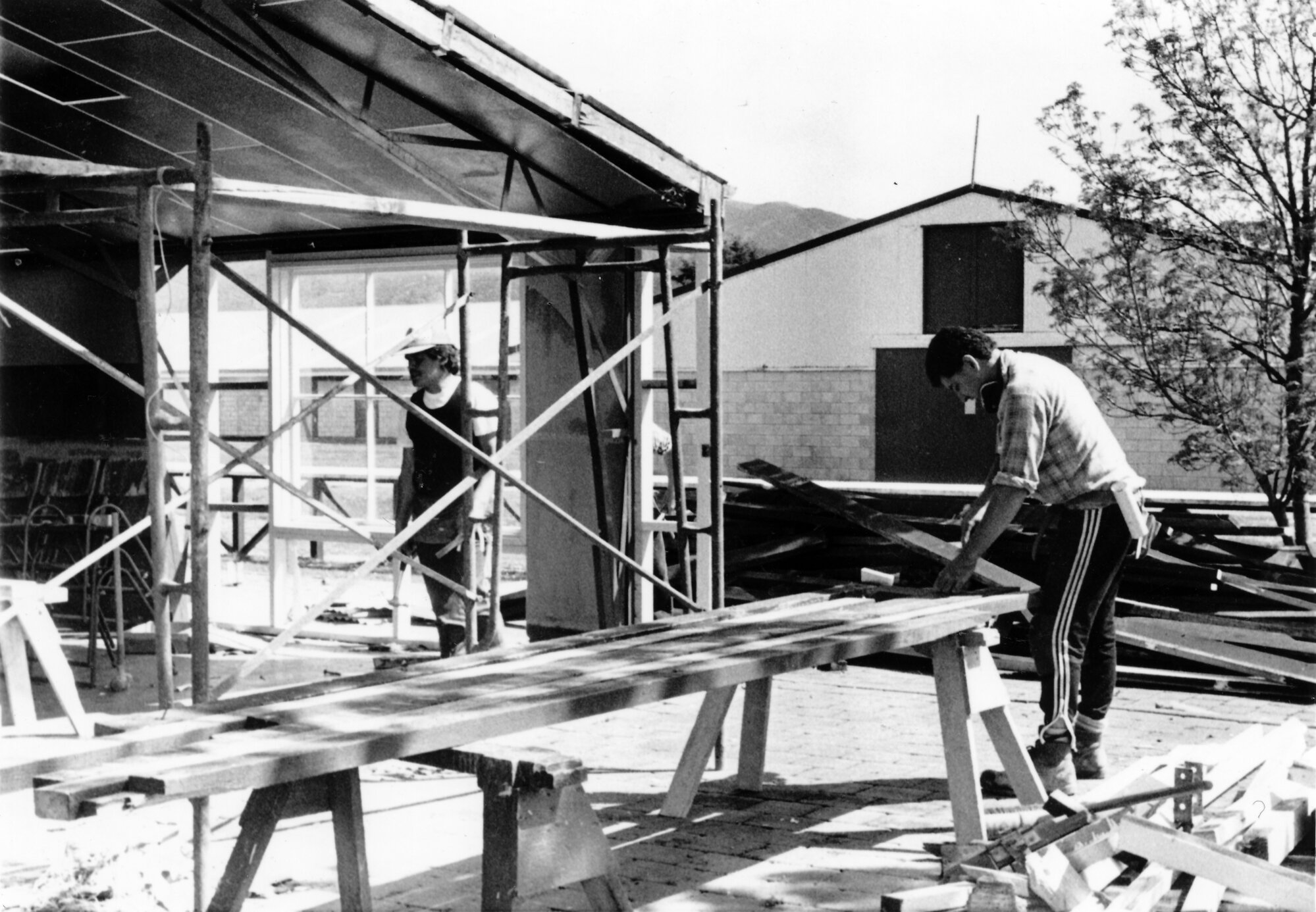 Trentham racecourse; stables being renovated for Magic Millions yearling sales.