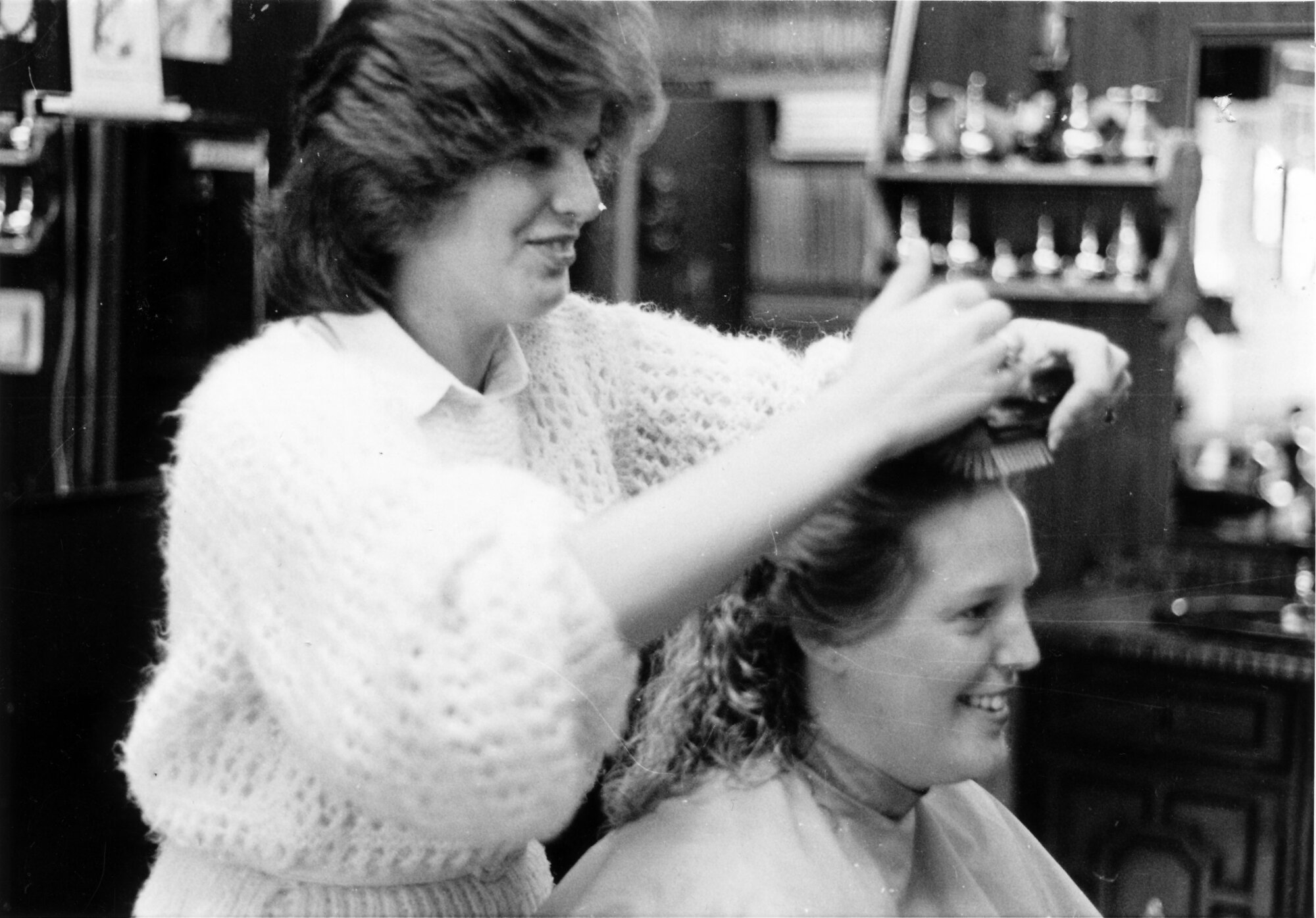 UpperKutt Hairstylists, Pine Avenue; senior stylist Susan Smylie and an unnamed customer.