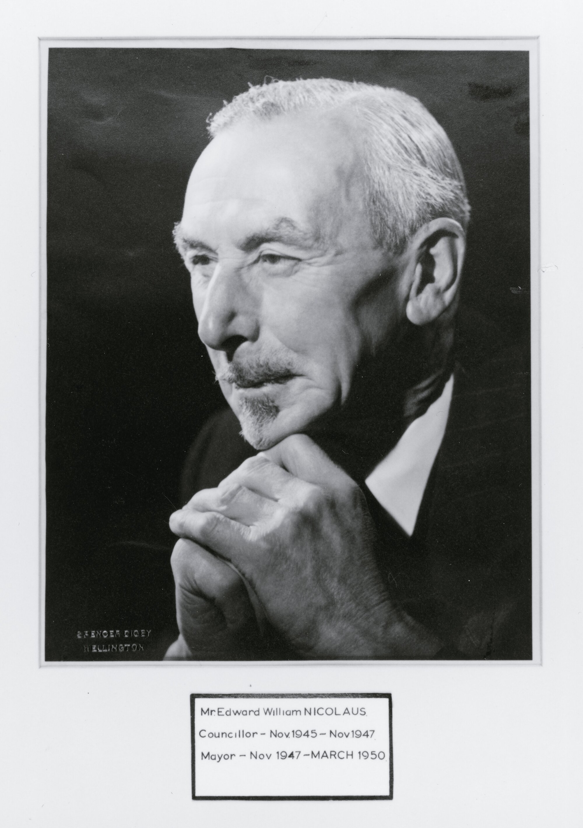 Mayor, 1947-1950; Edward William Nicolaus; studio portrait.
