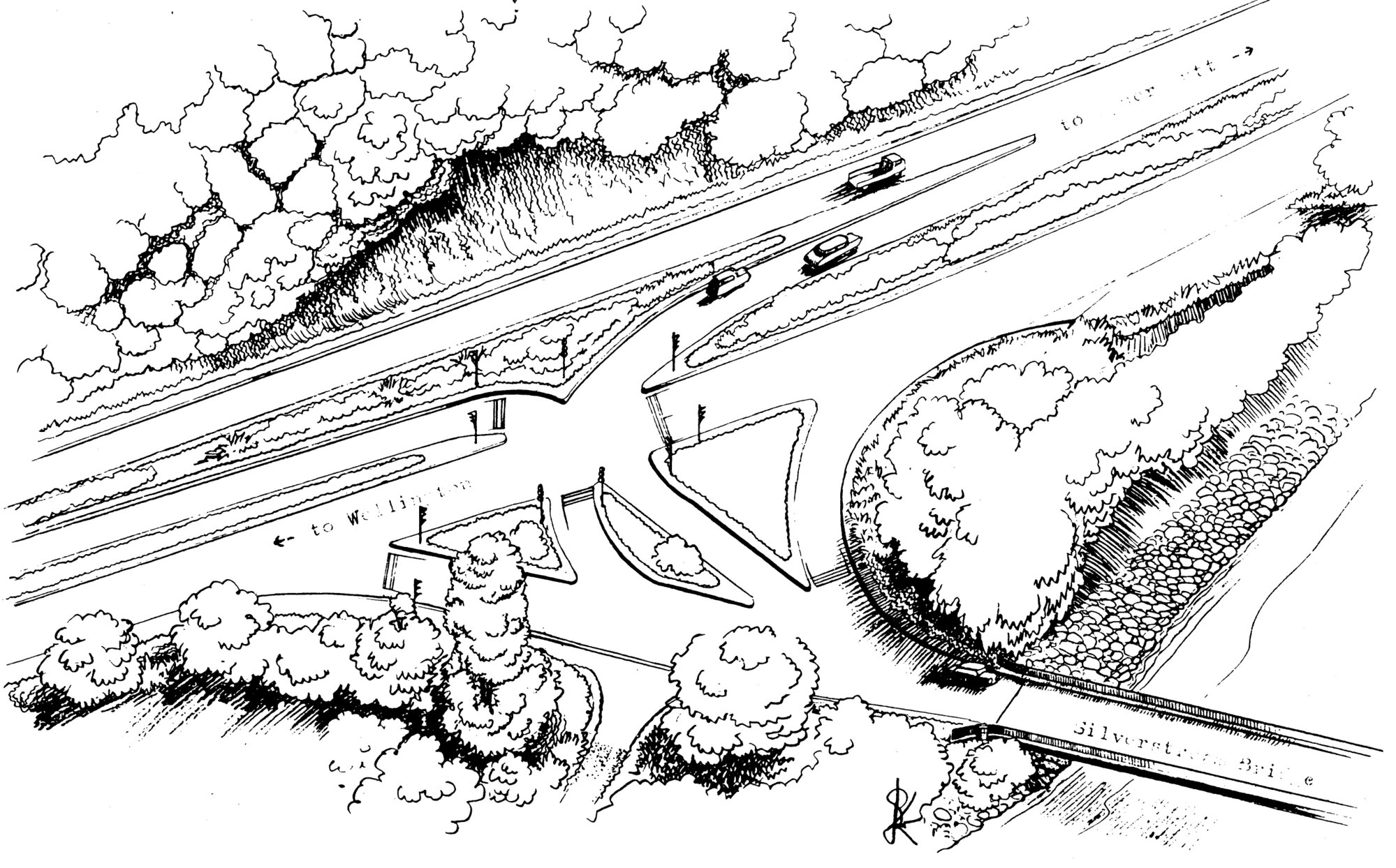 River Road plan 1986; Silverstream junction landscape design drawing.