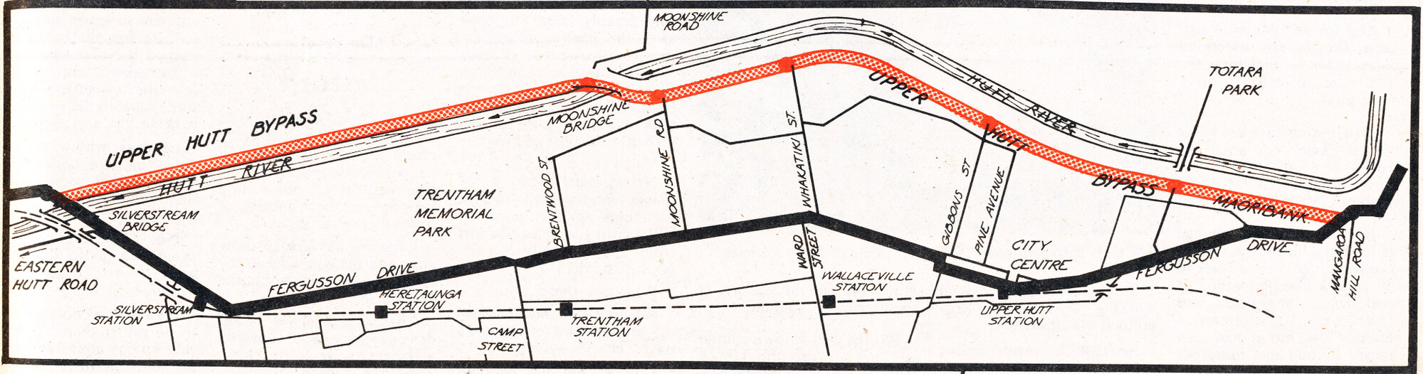 River Road plan 1983; plan printed before construction.