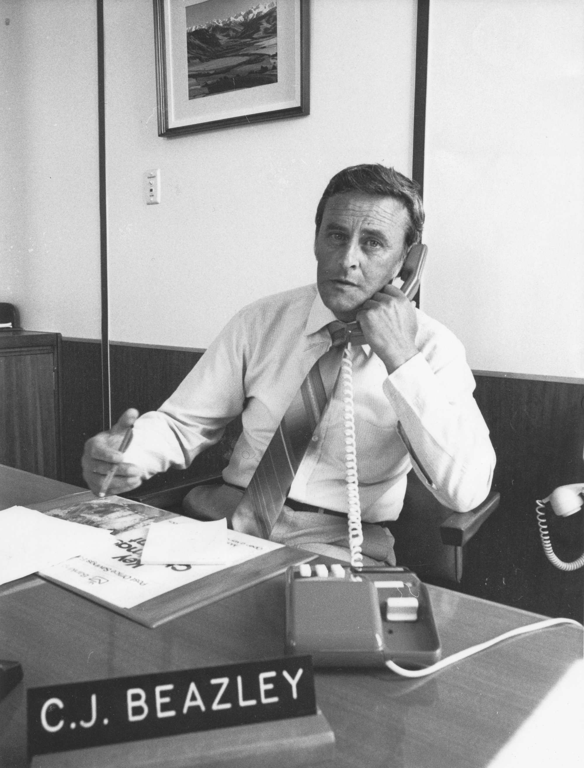 Ces Beazley, Upper Hutt postmaster; the Post office was publicising postmasters and postmistresses.