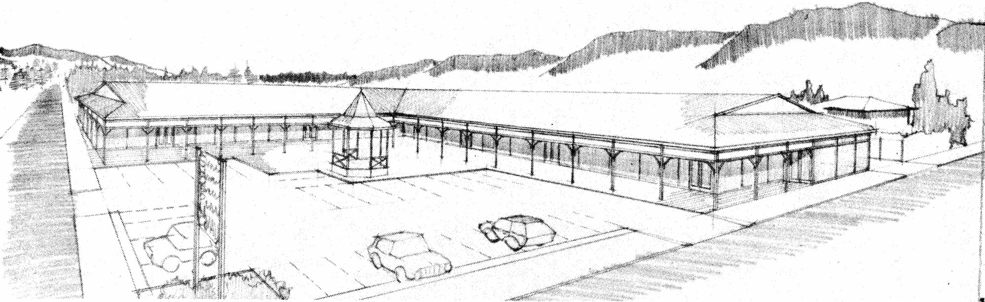 Shopping centre proposal, corner of Camp Road (right) and Stafford Street, Trentham.