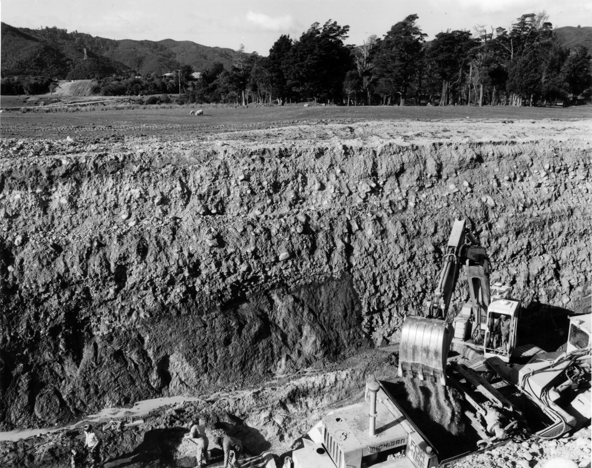 Te Marua; Macaskill water storage lakes; excavation reveals the Wellington fault line.