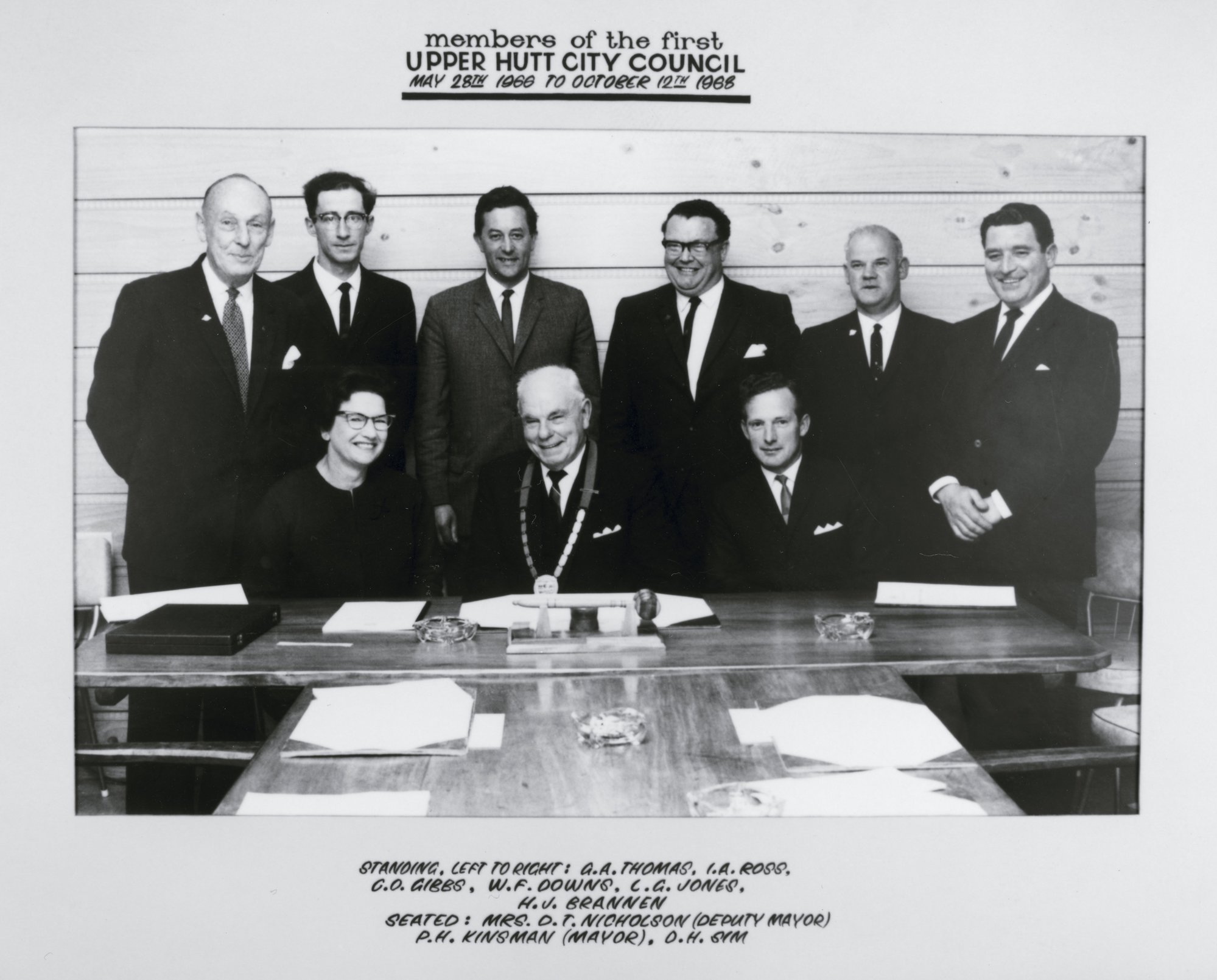 Upper Hutt City Council members 1966-1968; the first as a city.