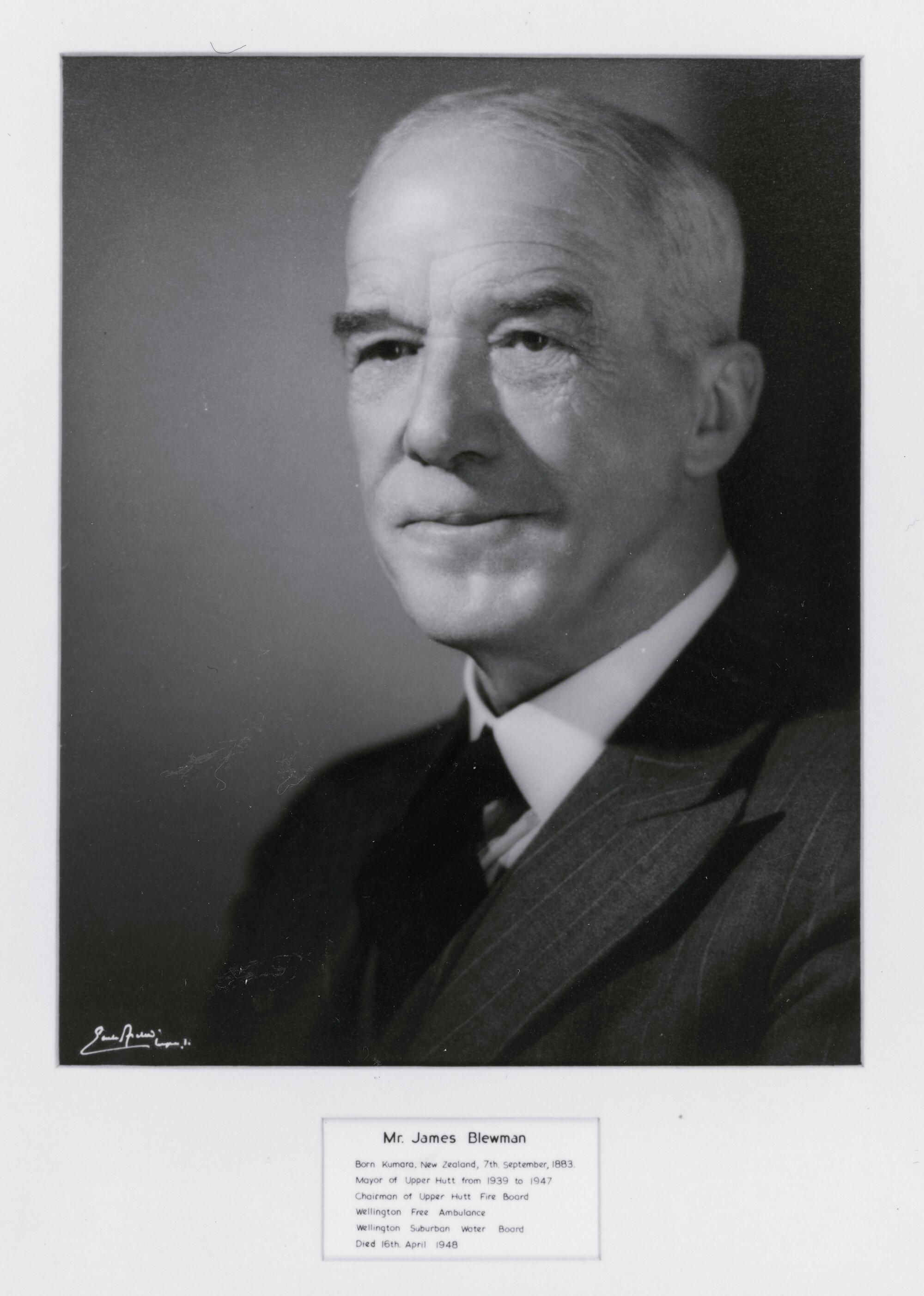 Mayor, 1939-1947; James Blewman; studio portrait. [P1-31-149]