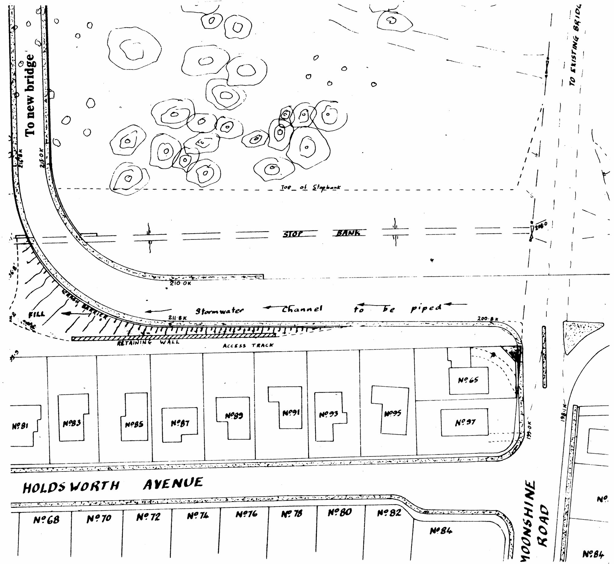 River Road plan 1975; proposed approach to new Moonshine bridge.