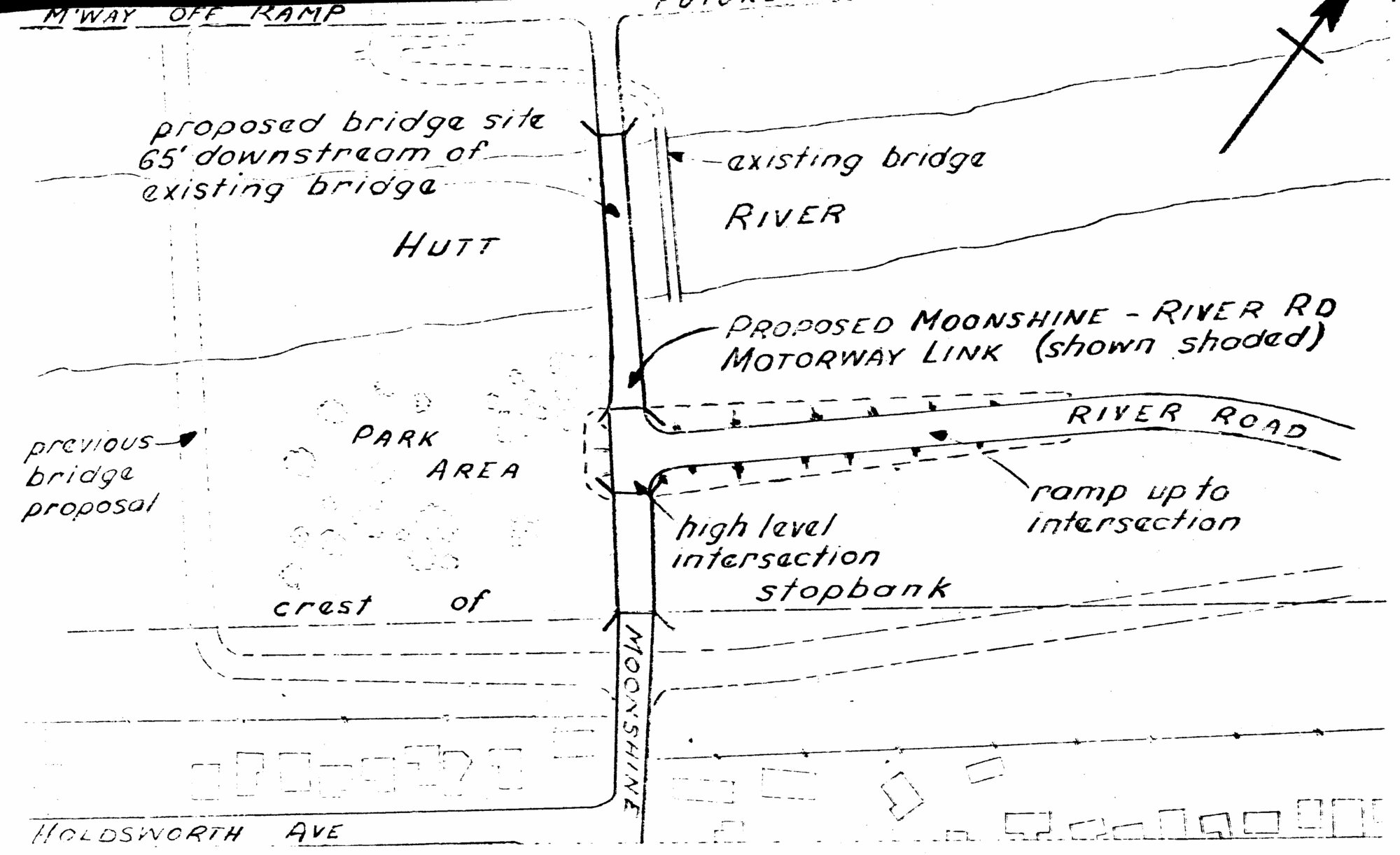 River Road plan 1976; proposed relocation of bridge