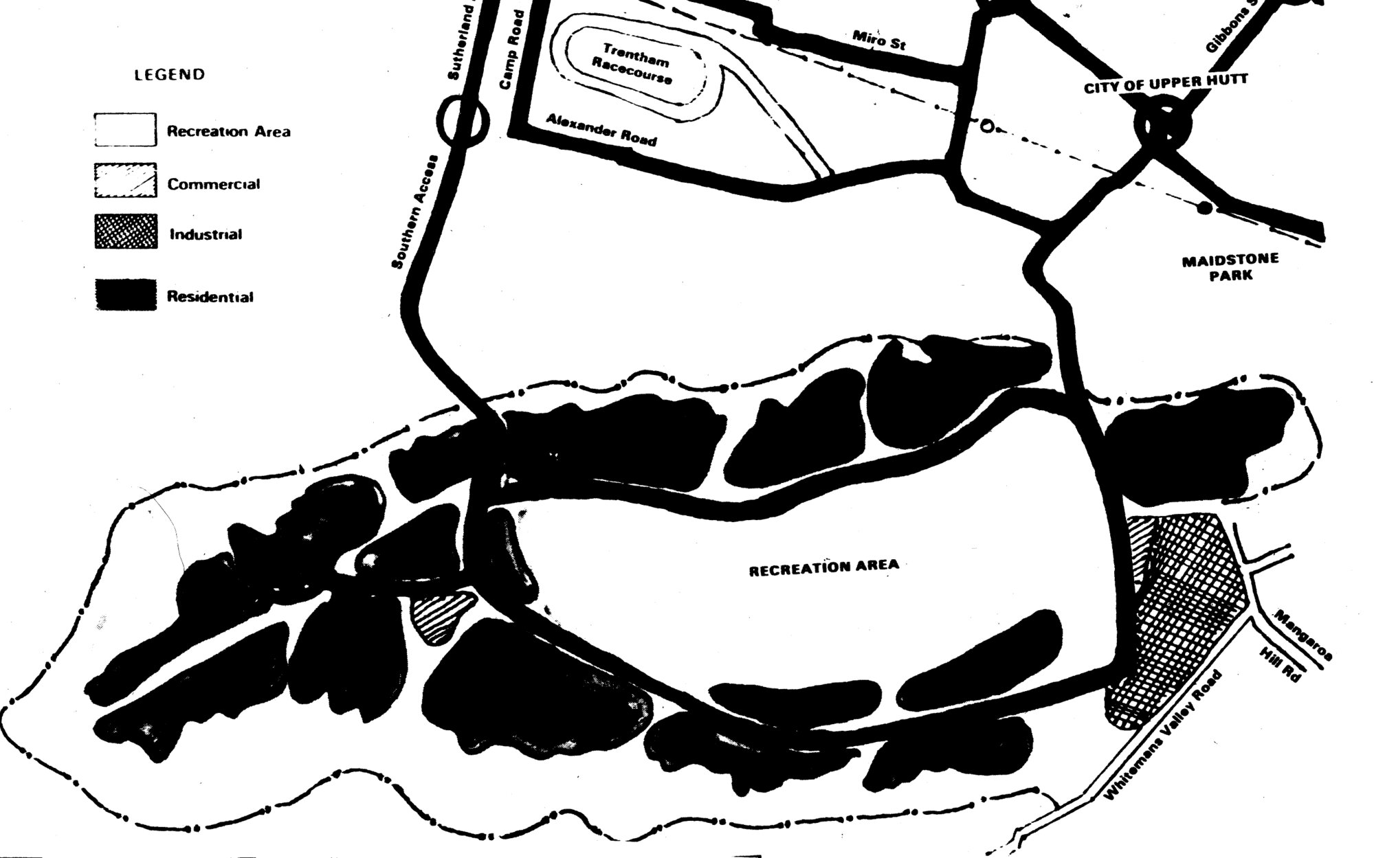 Mangaroa valley; proposed Mansfield city development map.
