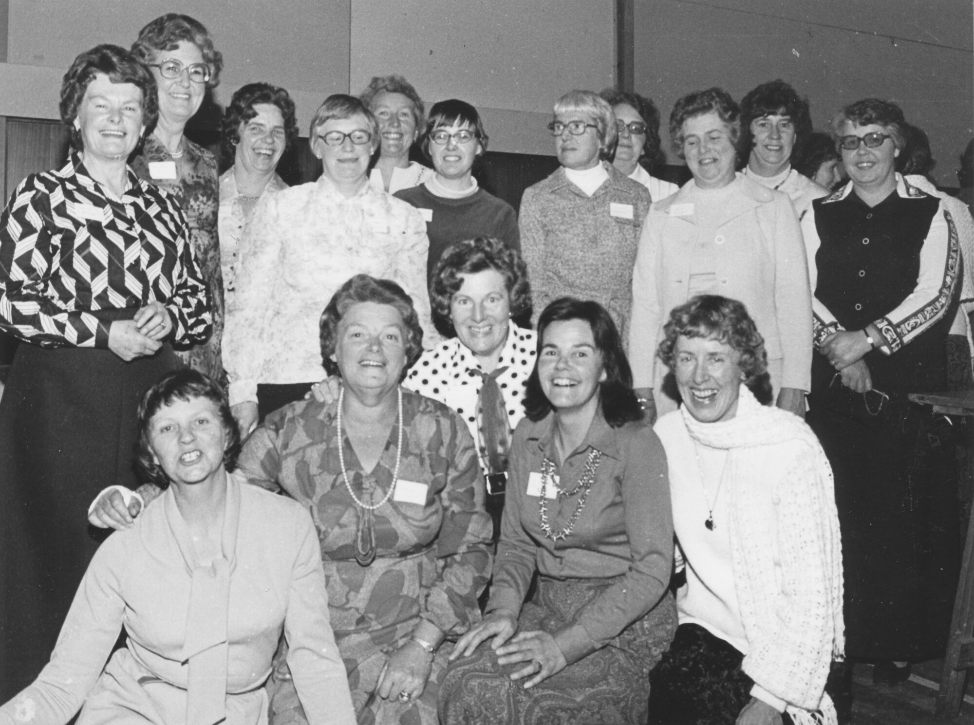 Girl Guides; Upper Hutt division, Pencarrow province; tenth anniversary; past and present guiders, half identified.