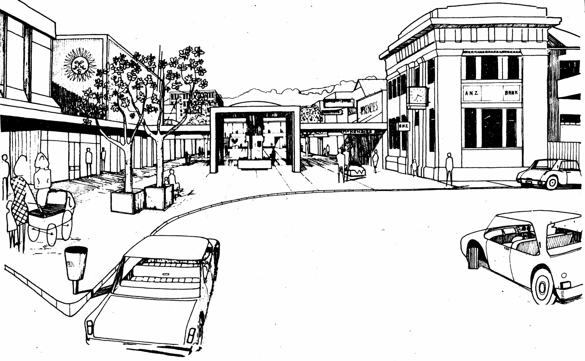 Main Street; pedestrian precinct proposal; view loooking east from Station (Geange) Street