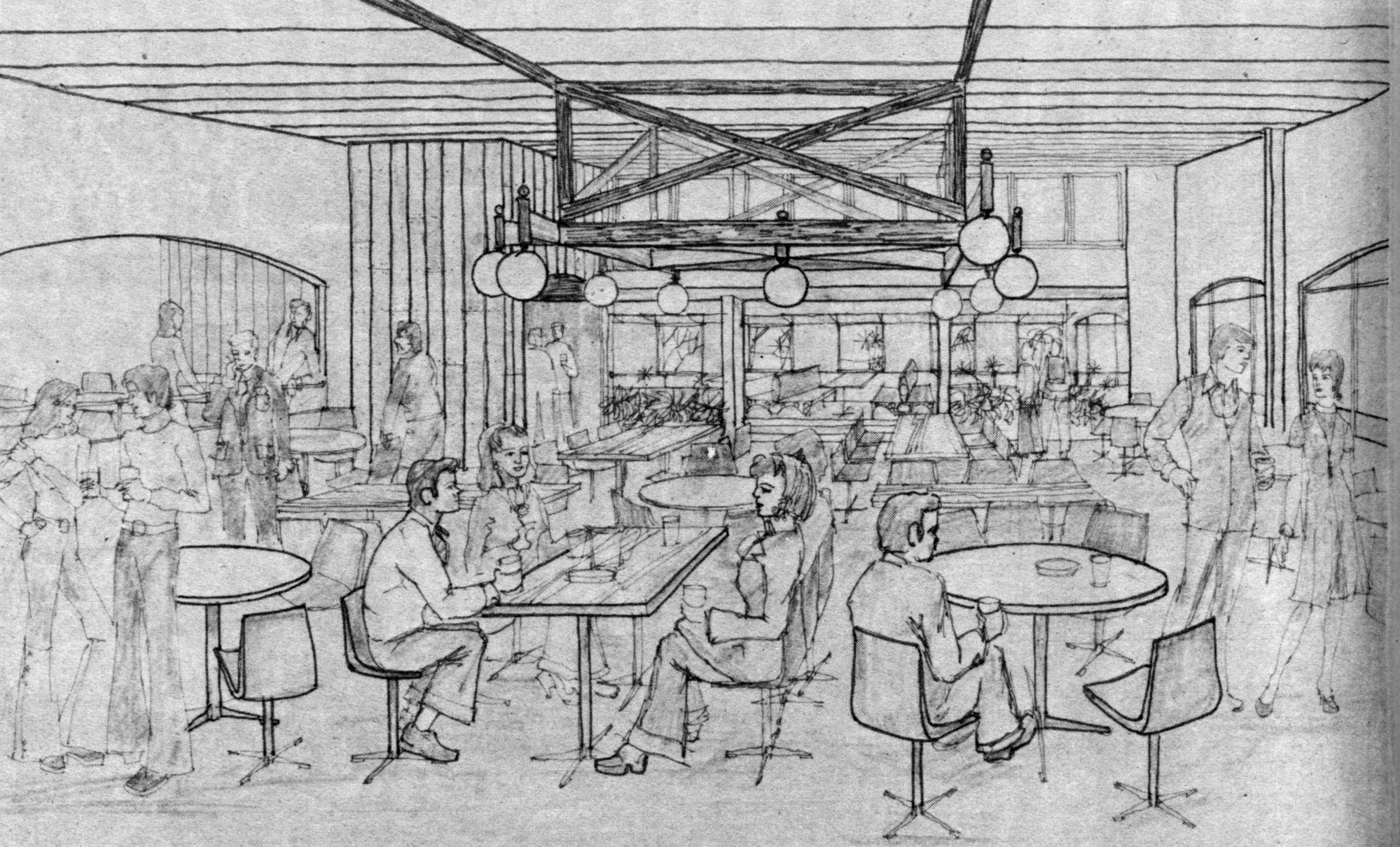Rimutaka Tavern, extension proposal; Ian G Tulloch drawing of the Fell bar.