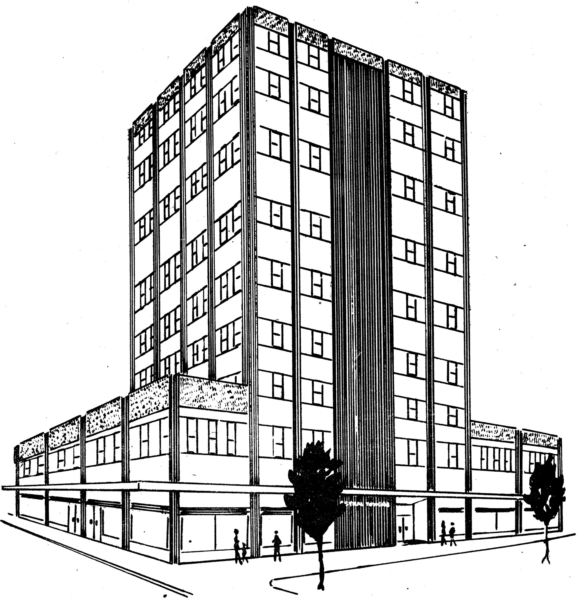 Astral Towers; 'city's first skyscraper'; architect's drawing