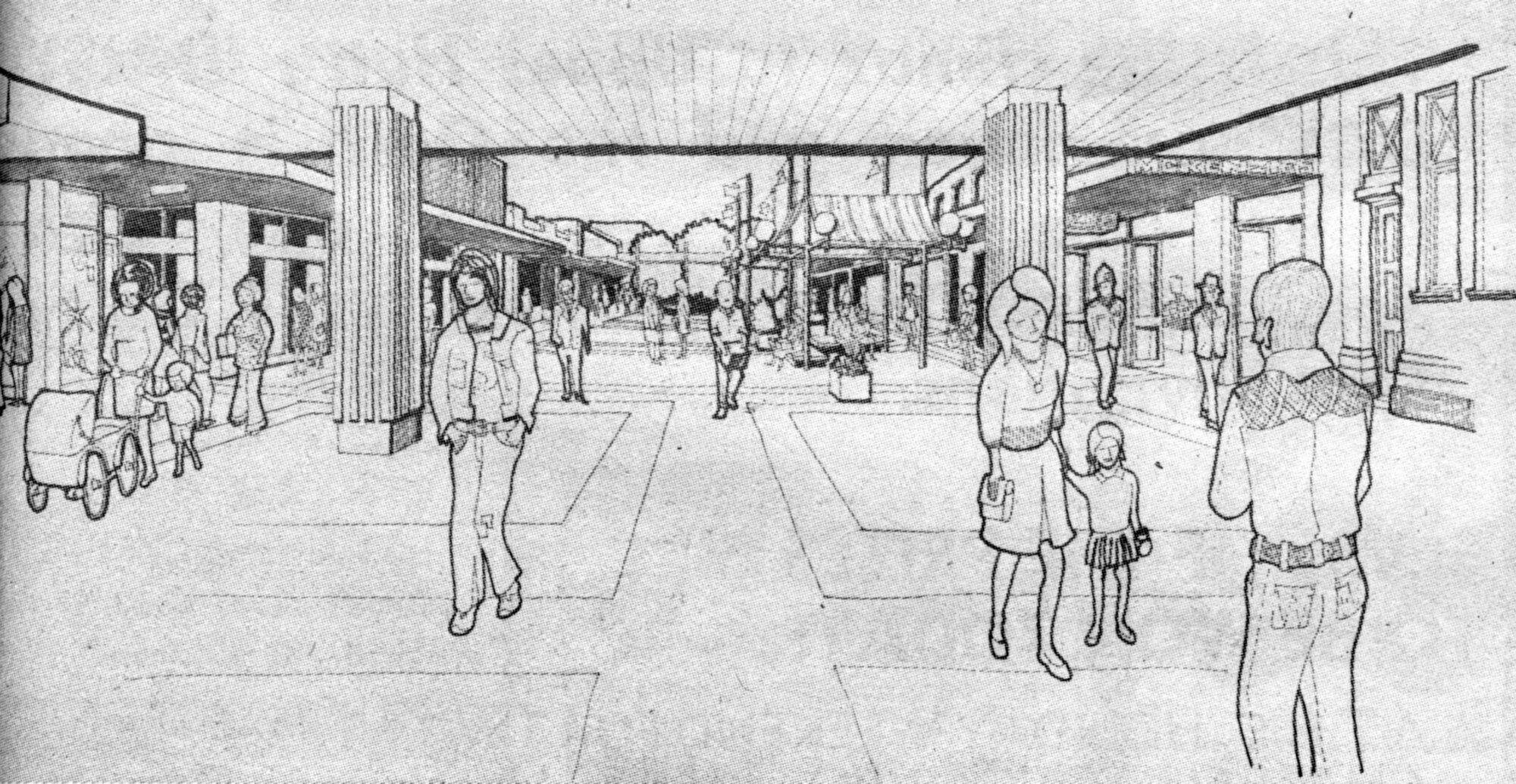 Main Street; pedestrian precinct proposal; view loooking east from Station (Geange) Street