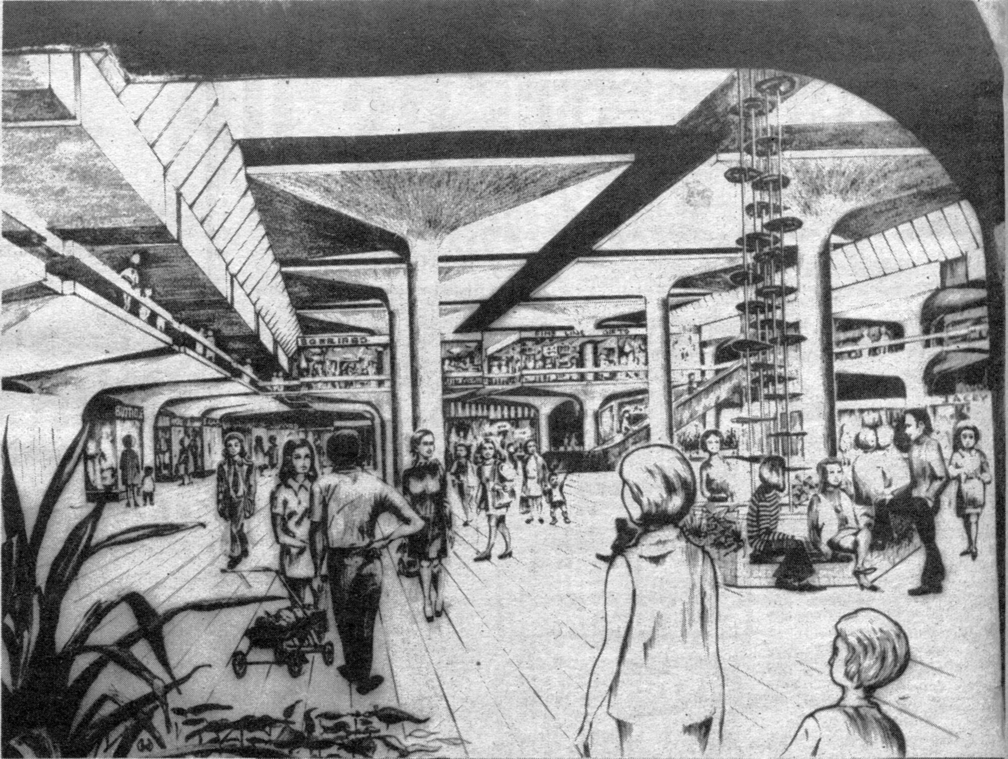 Maidstone Mall; architect's drawing of the interior