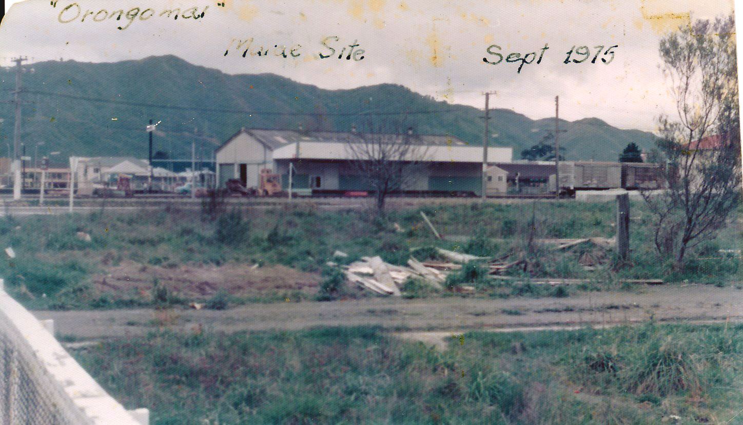 Ōrongomai Marae 1975 photo 9; railway goods shed, seen from marae site.