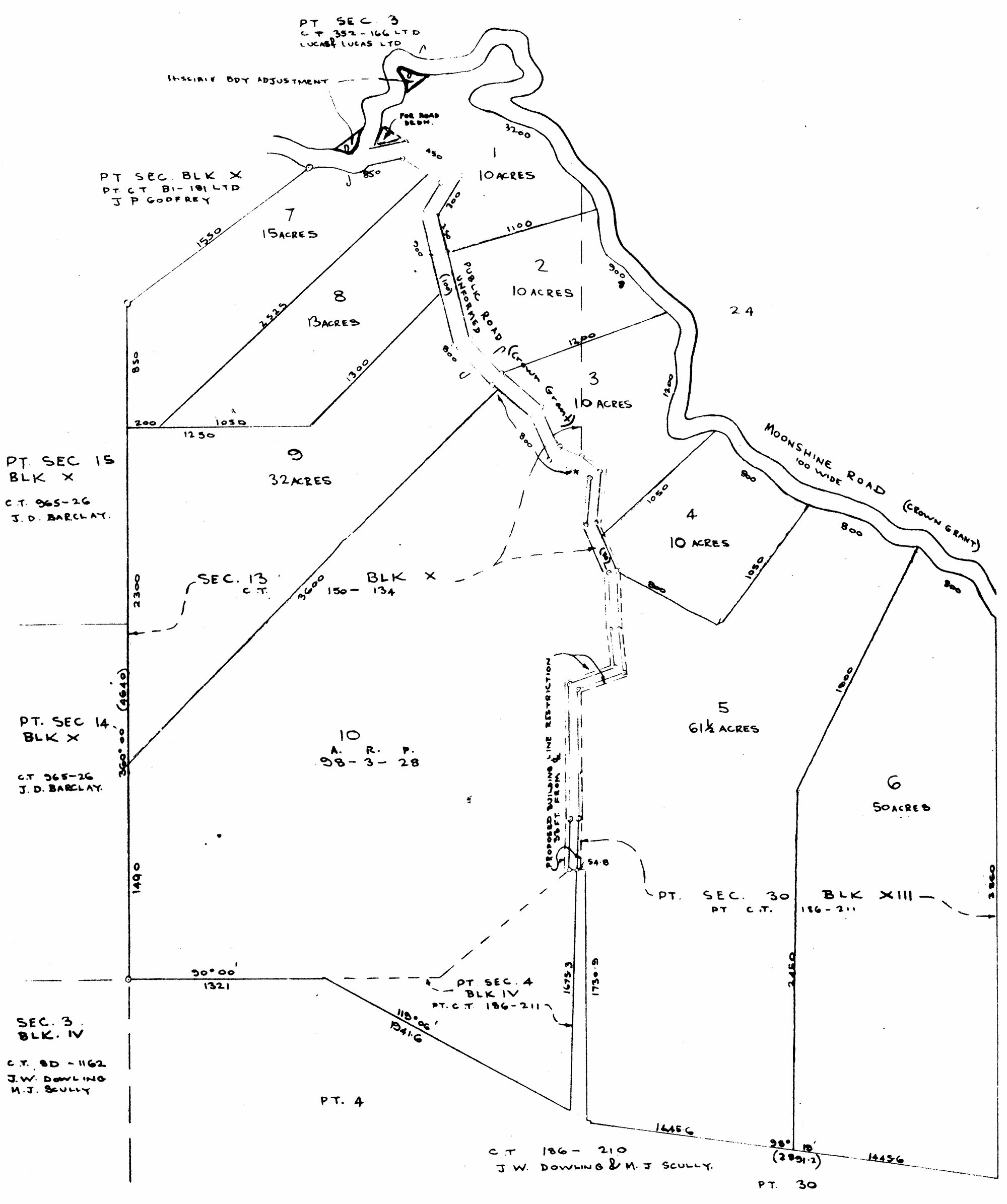Housing development plan, 1972; Moonshine rural subdivision.