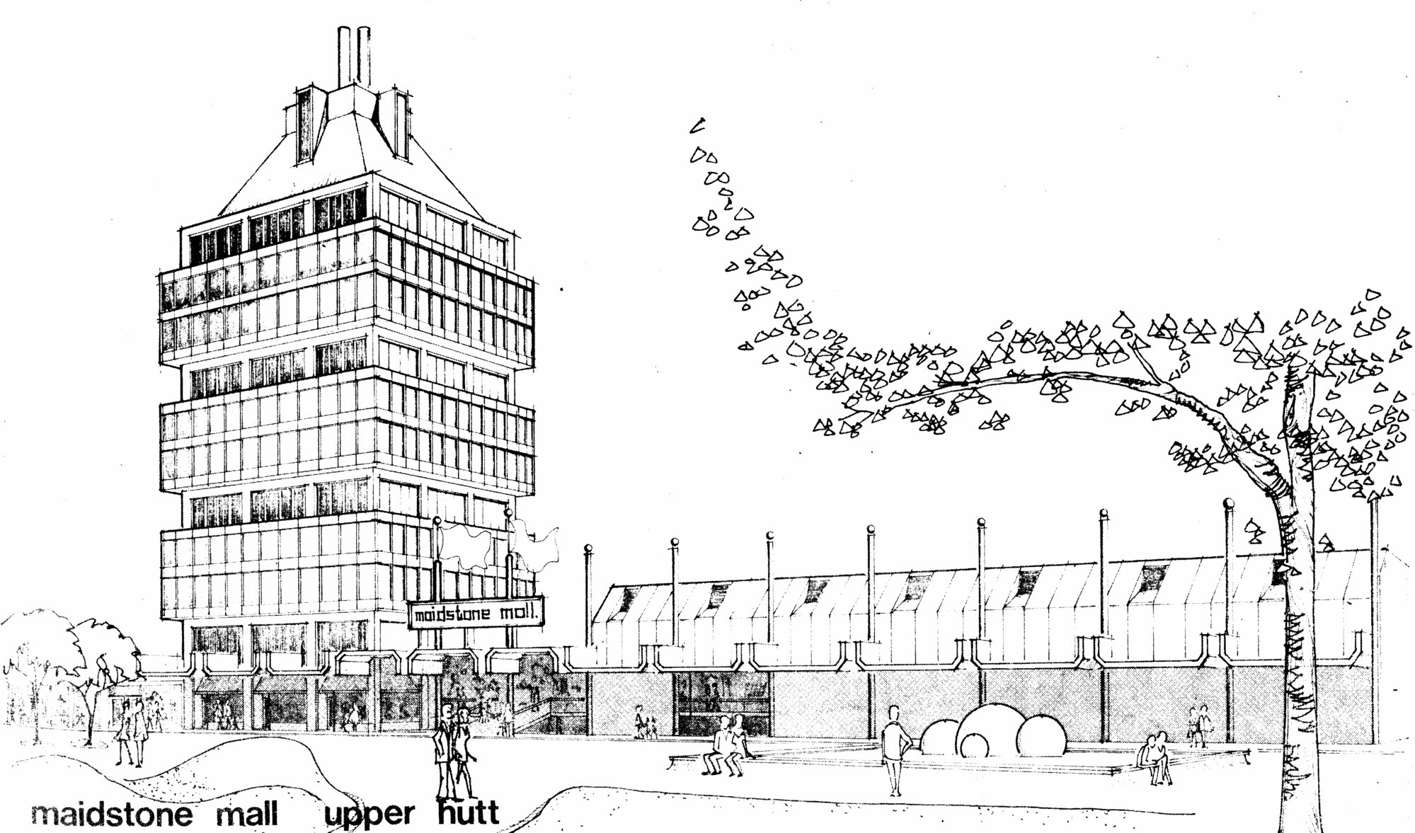 Maidstone Mall; original concept; drawing of frontage