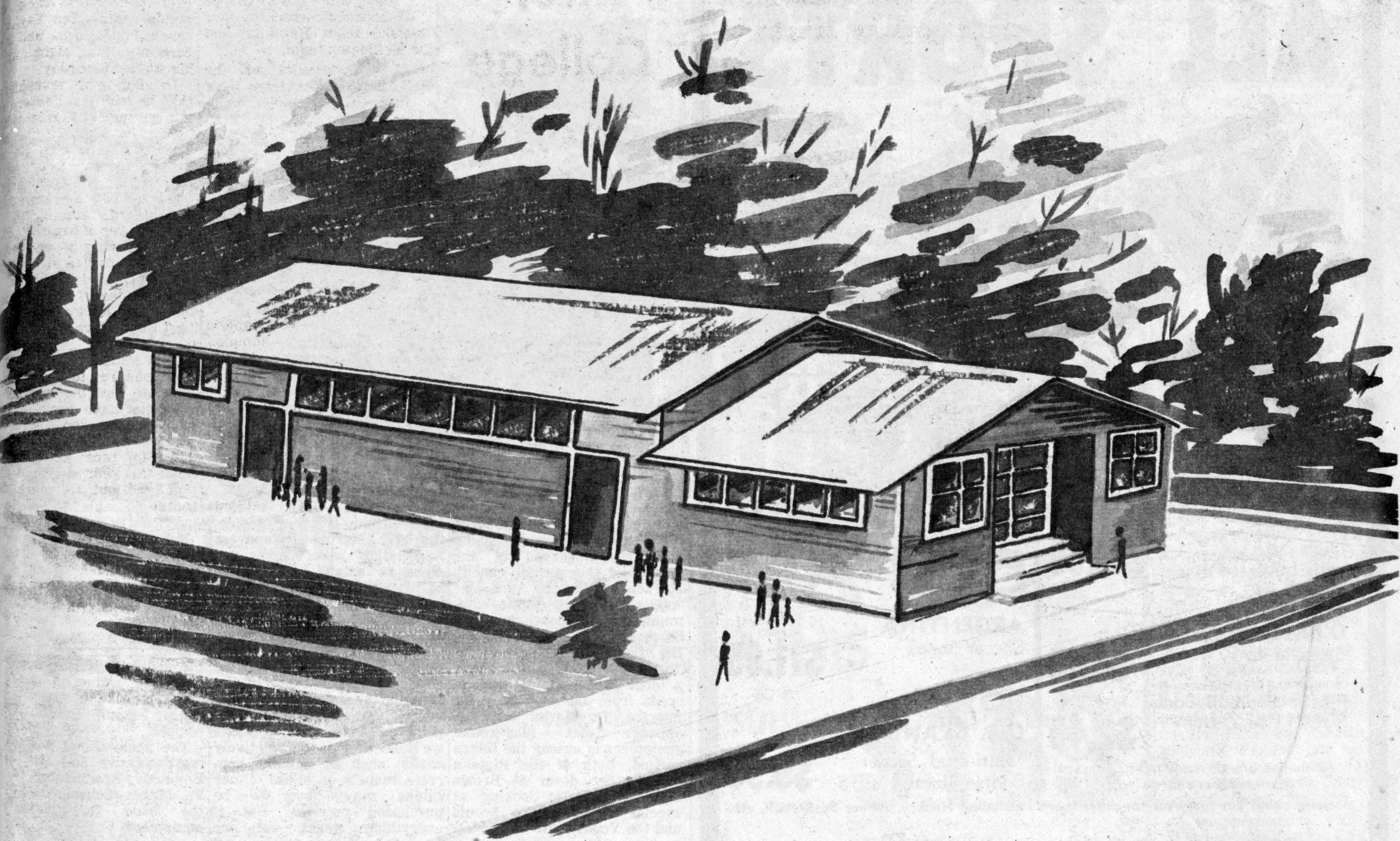 Fraser Crescent School; proposed hall; architect's drawing