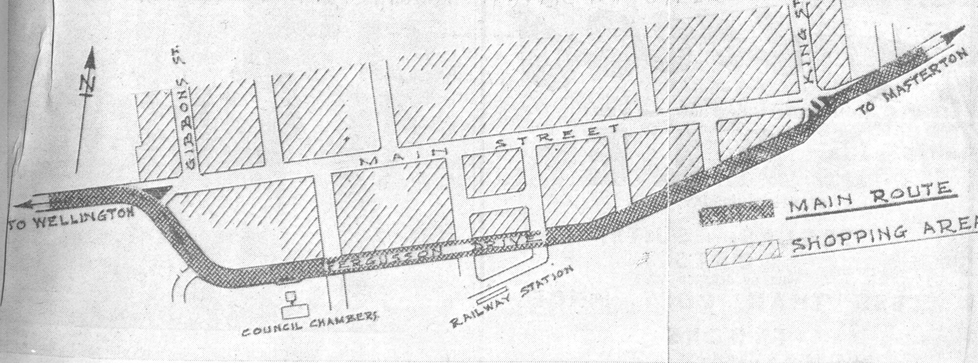 Traffic management 1970;Fergusson Drive traffic to take precedence over Main Street
