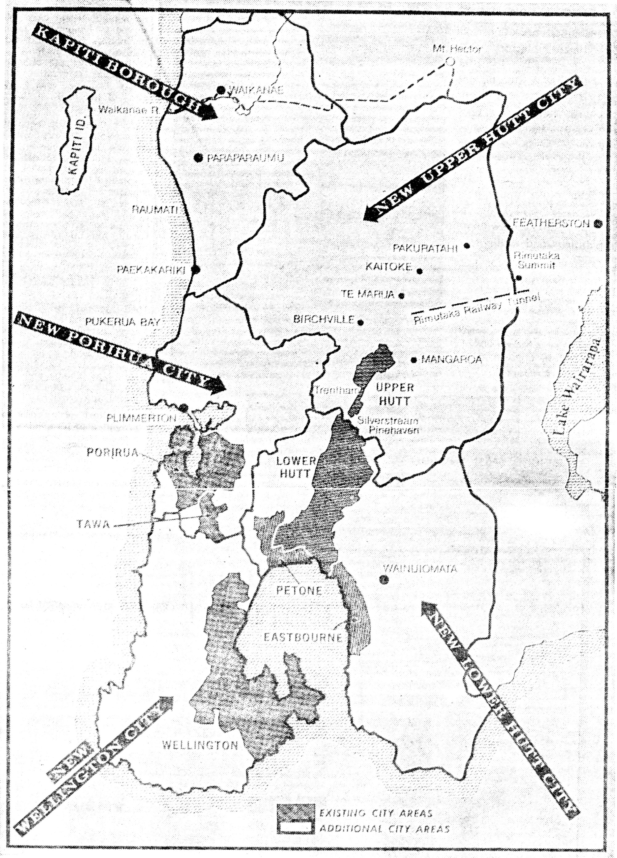 Upper Hutt City; Local Govenment Commission map of proposed amalgamations