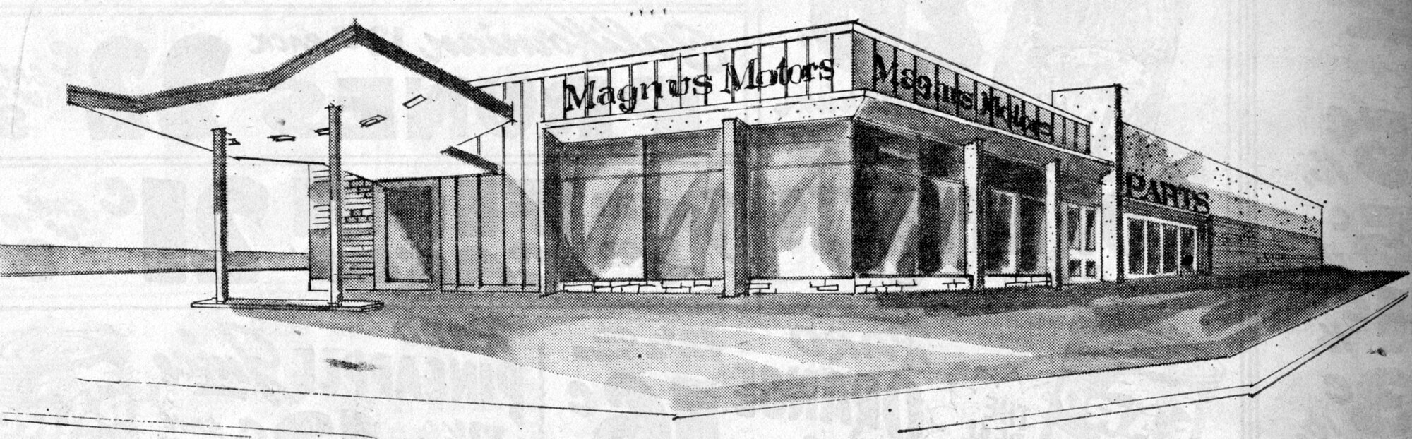 Magnus Motors, corner of King and Main streets; Upper Hutt branch; architect's drawing.