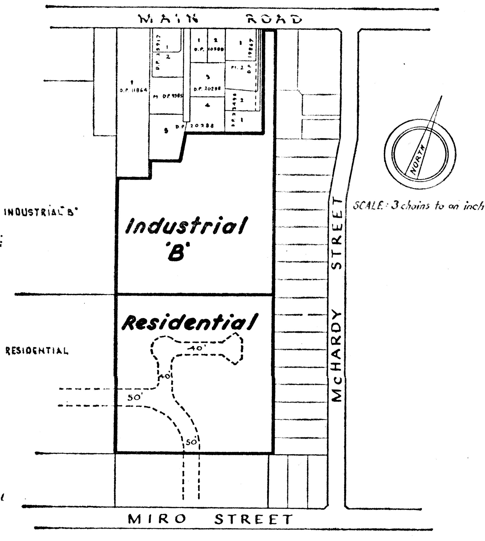 Town planning; industrial and residential extensions west of McHardire Street