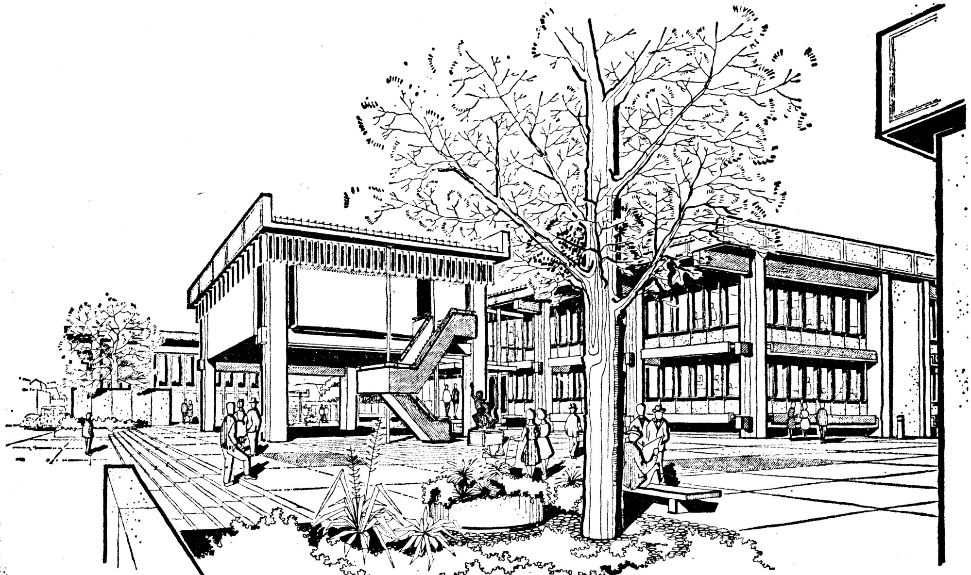 Civic Centre design  4, August 1967; view looking south-east
