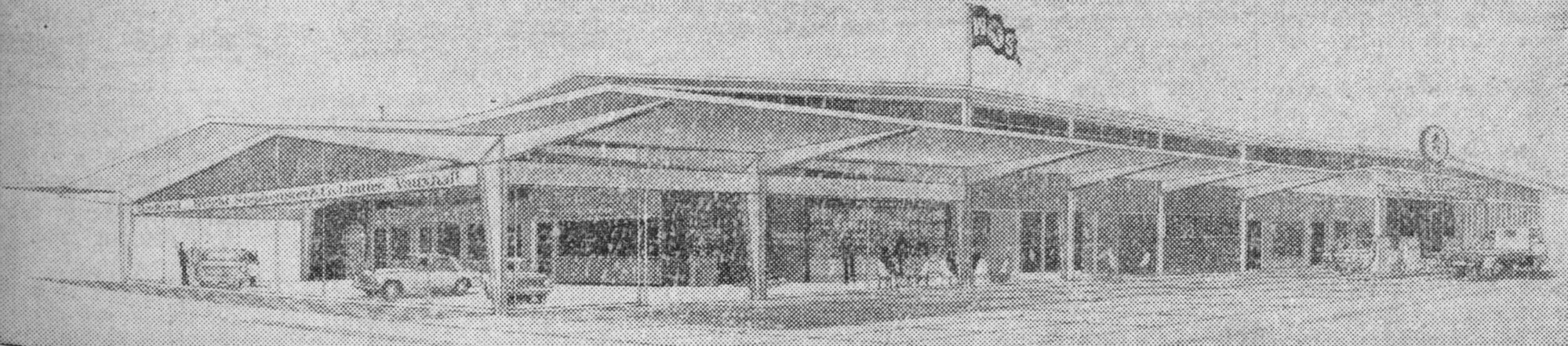 Wright Stephenson, General Motors Vauxhall/Bedford agents; building on Fraser Crescent corner.