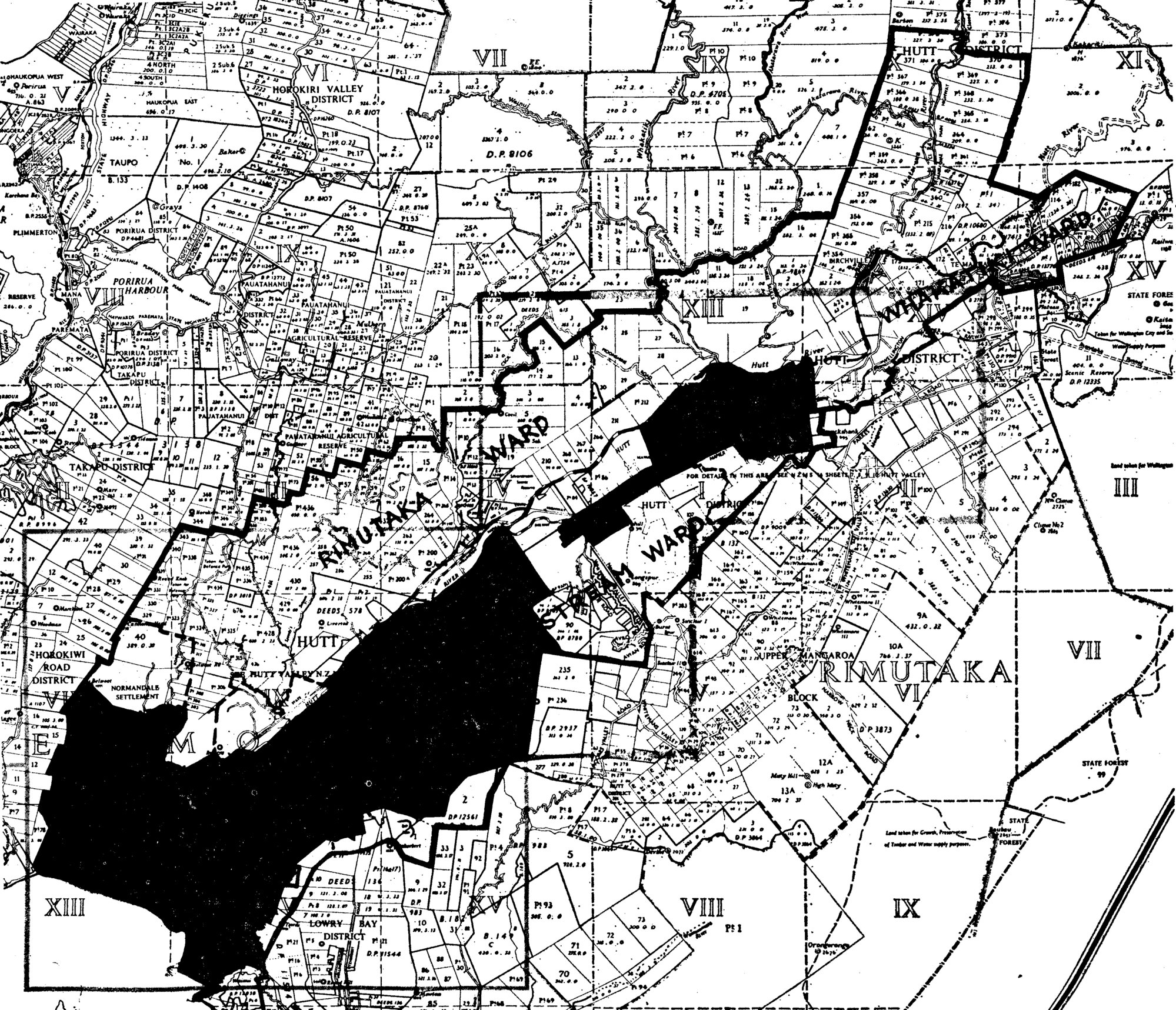 Local government; proposed merger of Upper hutt and Lower Hutt; map