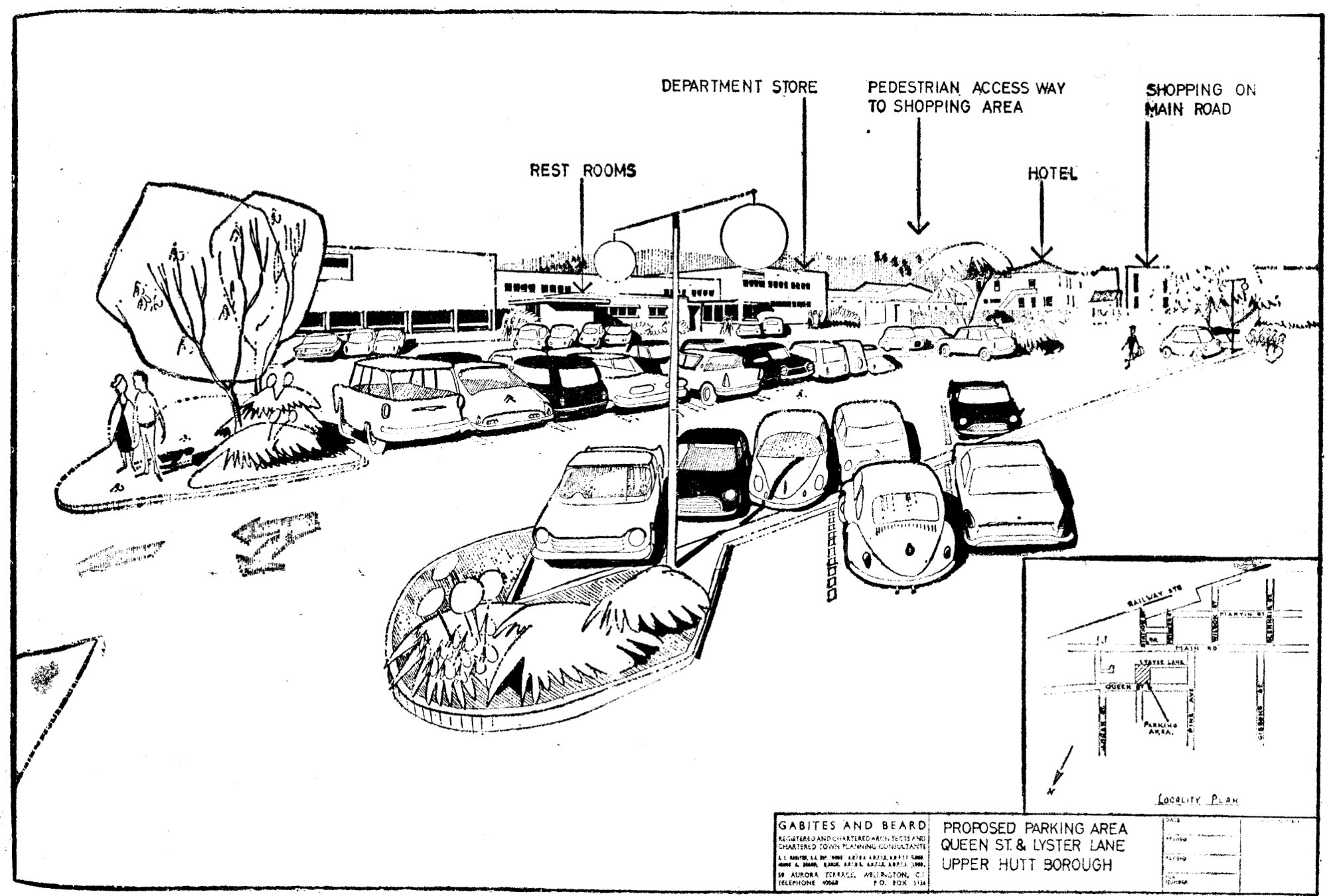 Car park between Queen Street and Lyster Lane; architect's drawing.