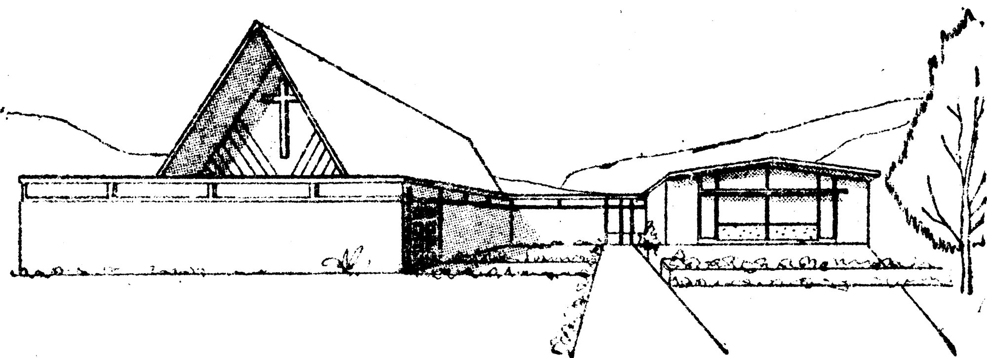 St Andrew's Presbyterian Church; new buildings, Main Road; architect's view.