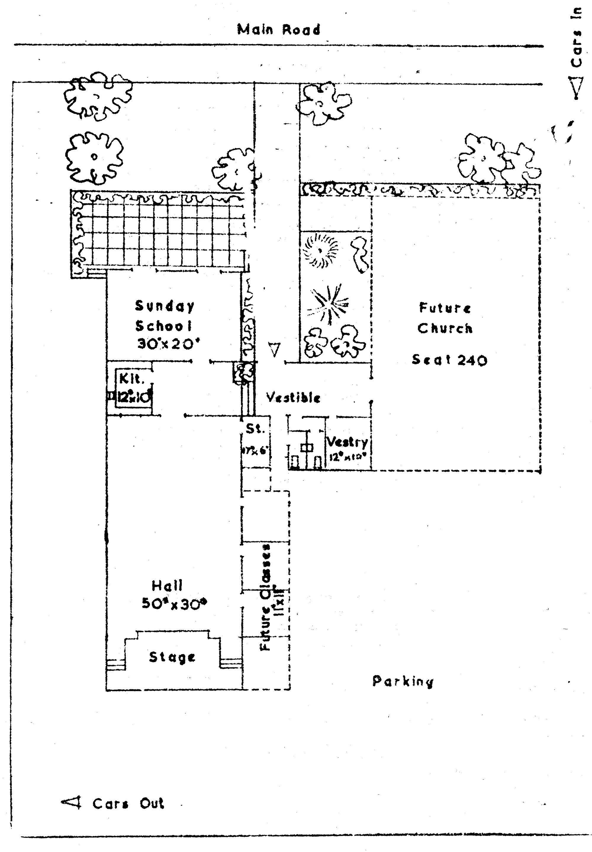St Andrew's Presbyterian Church; new buildings, Main Road; site plan.