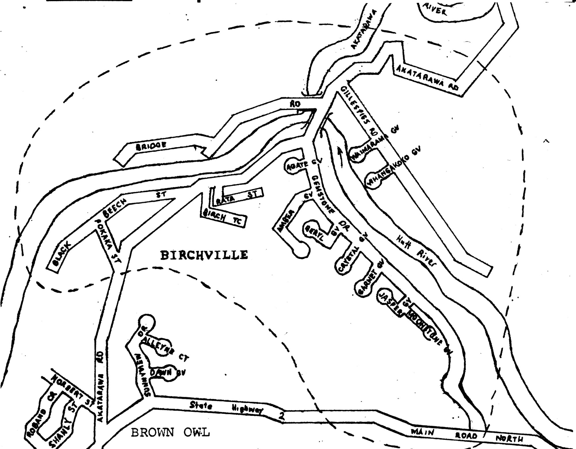 Birchville; number of community names reduced.