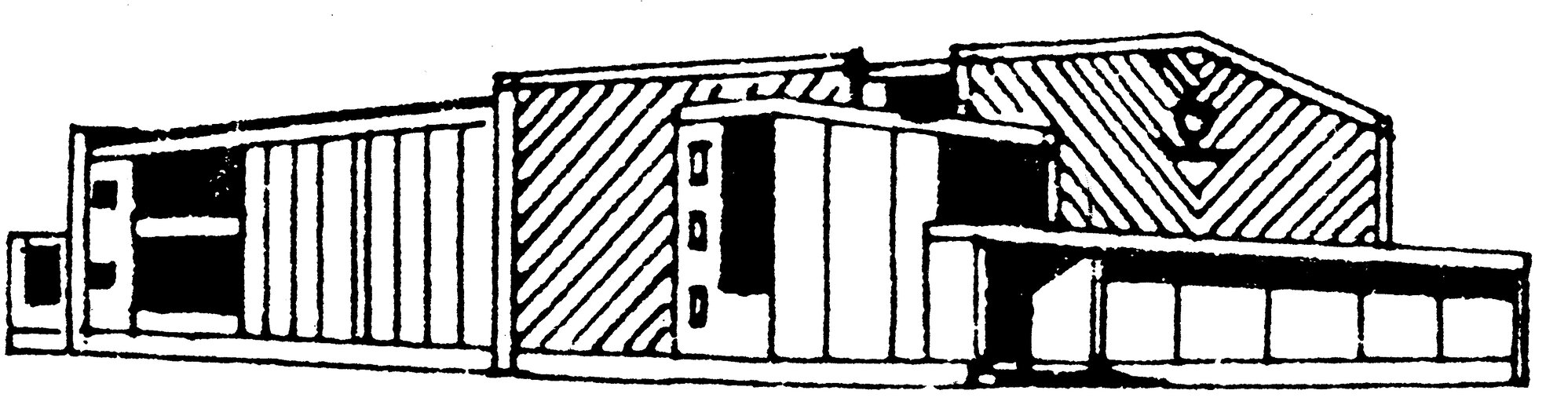Heretaunga College buildings; gymnasium/Community Sports Centre; architect William Pearson and Associates' drawing, simplified.