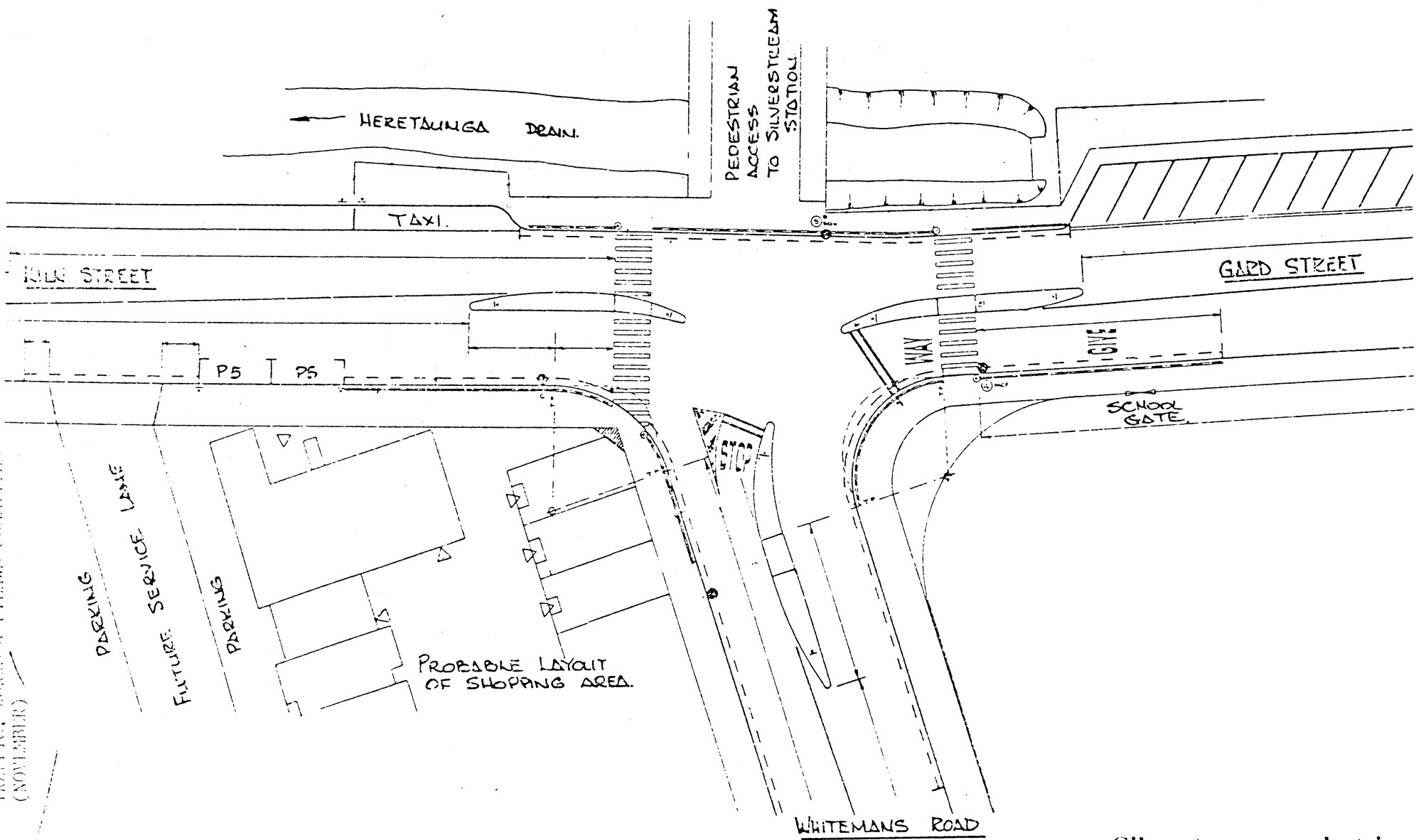 Silverstream; reviseed junction; Whiteman's Road, Gard and Kiln streets