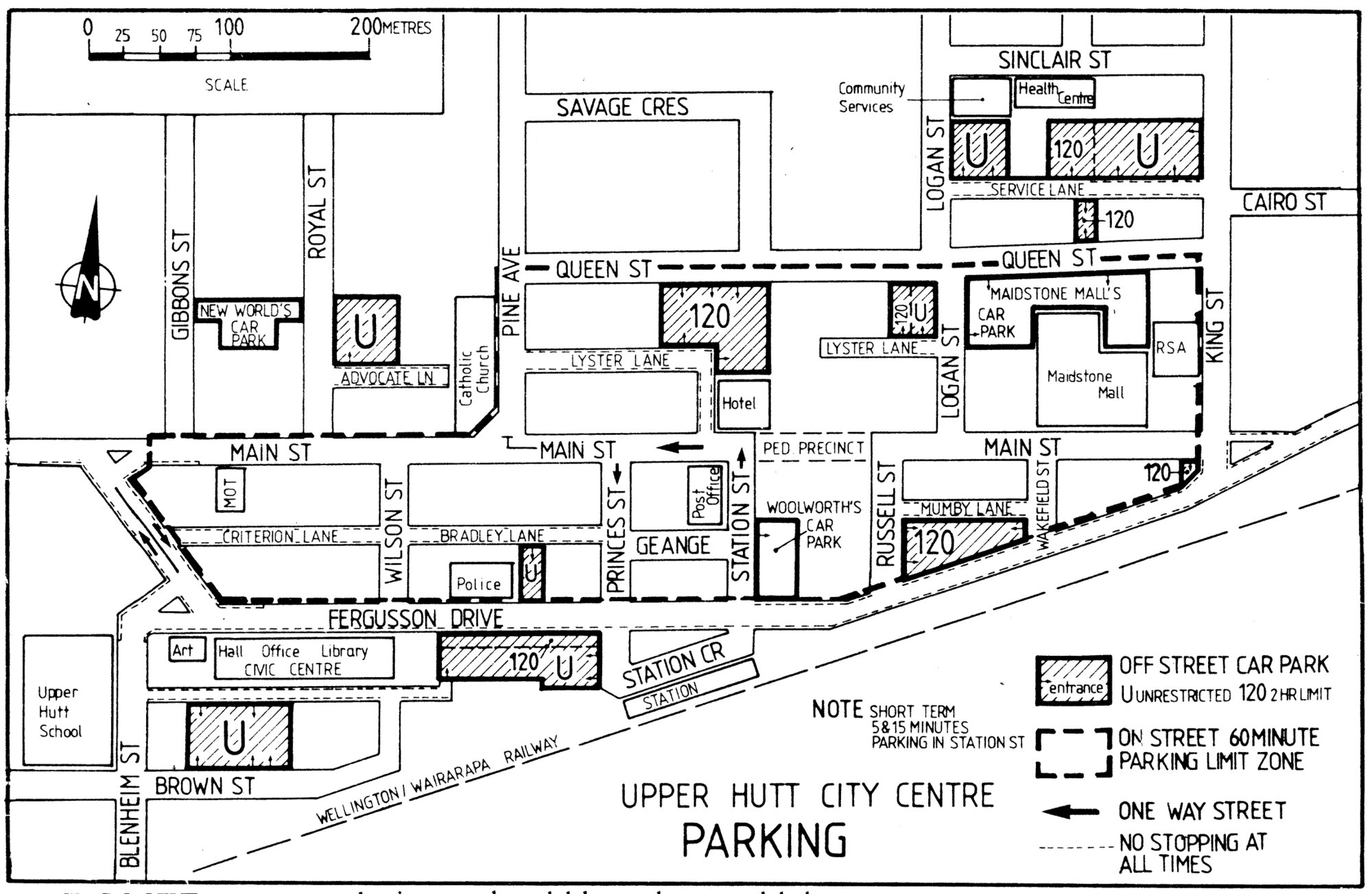 Traffic management 1985; central business district parking, 1985.