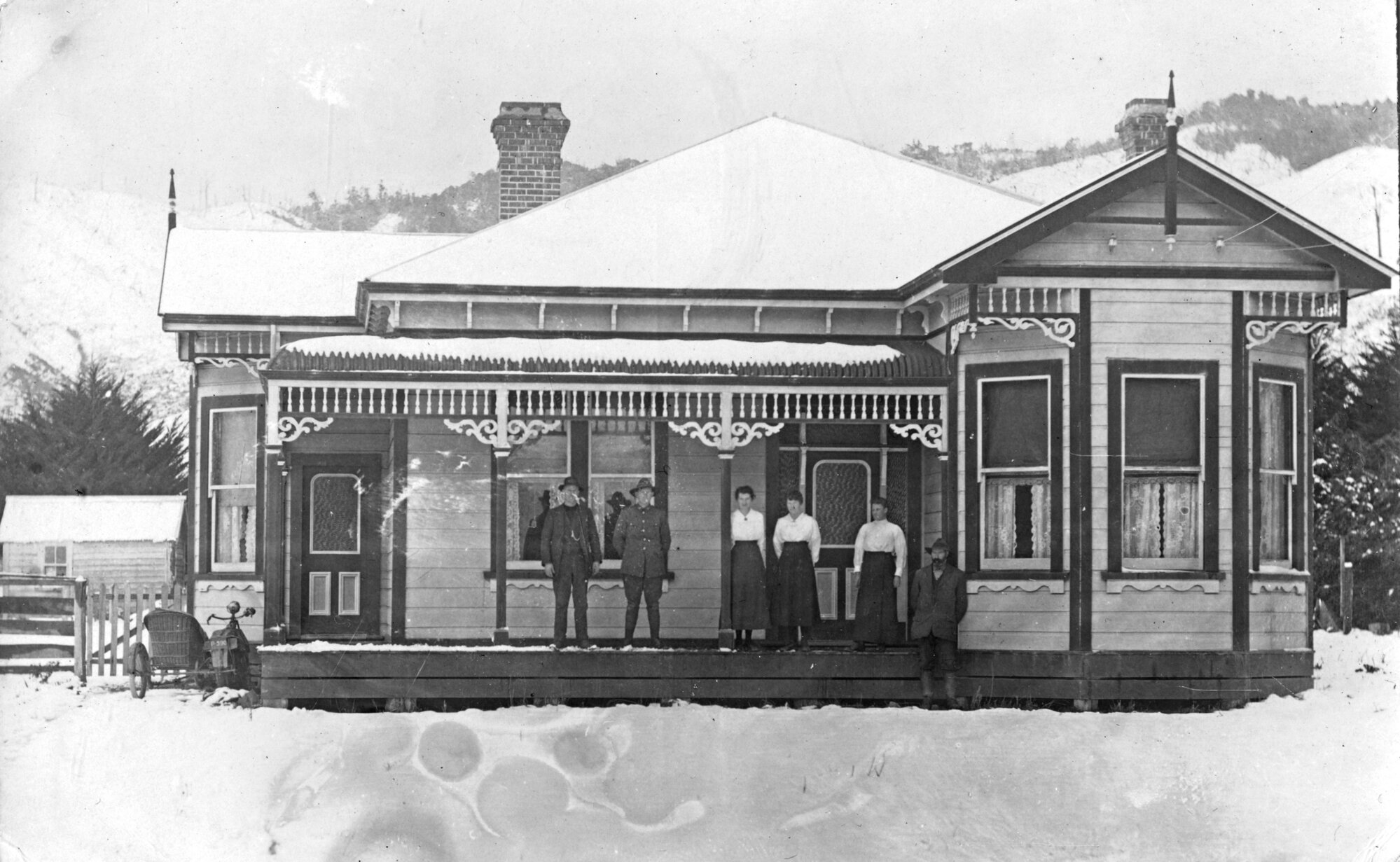 Collett family home; snow