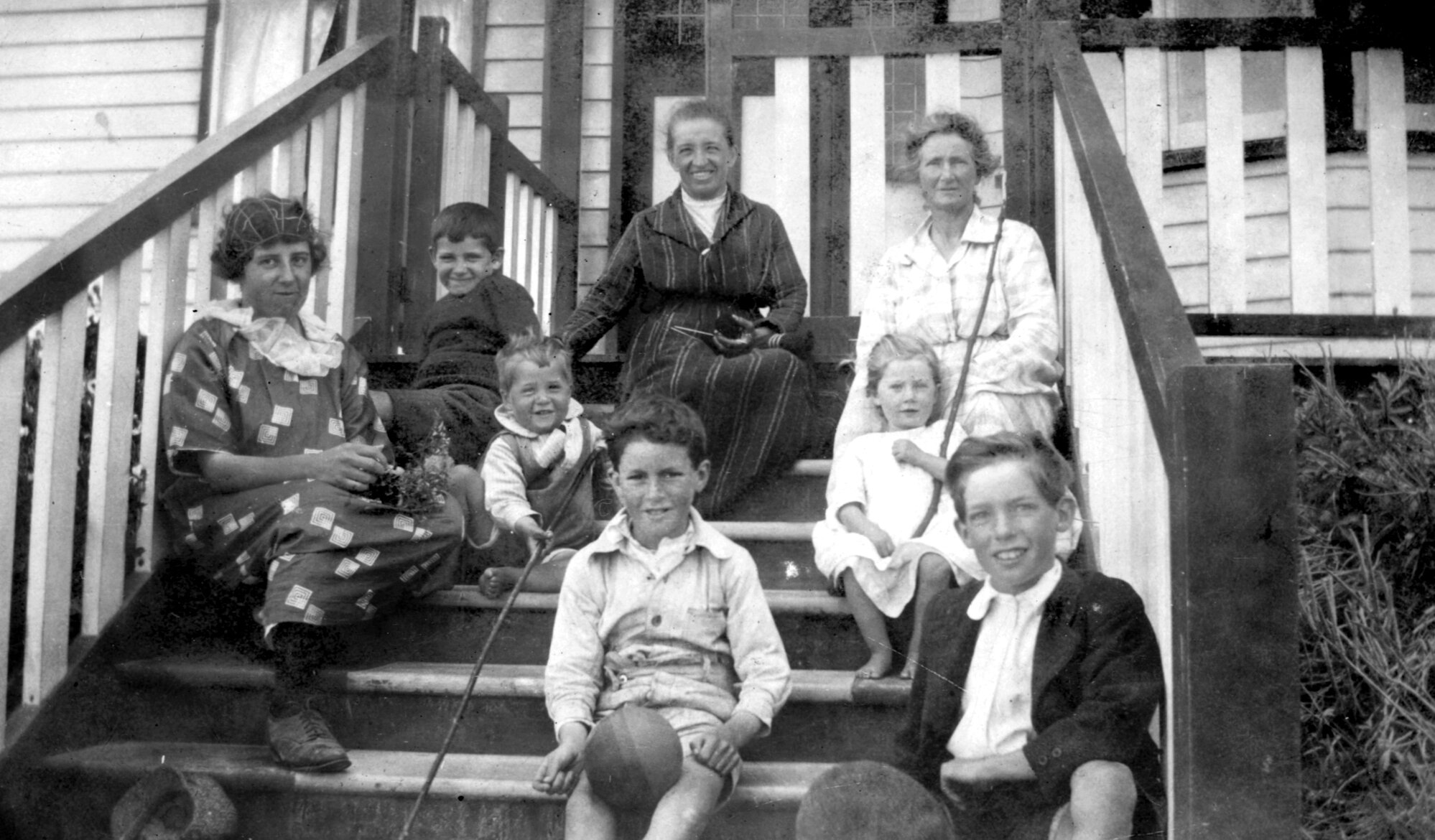 Hazelwoods and Poulsons (Lowry Bay); Hilda Poulson, left?