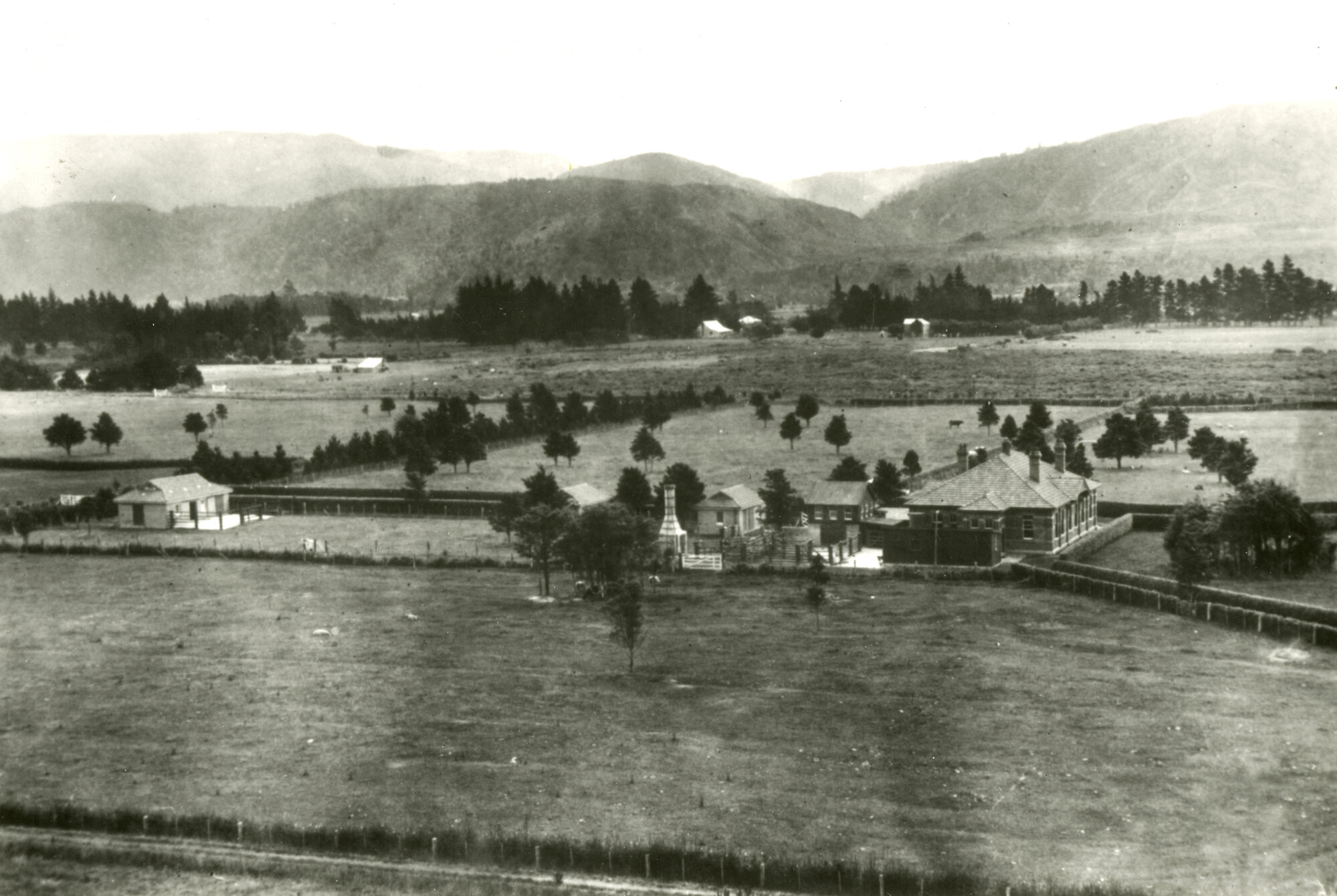Wallaceville Research Centre; view from hill, looking west circa 1910.