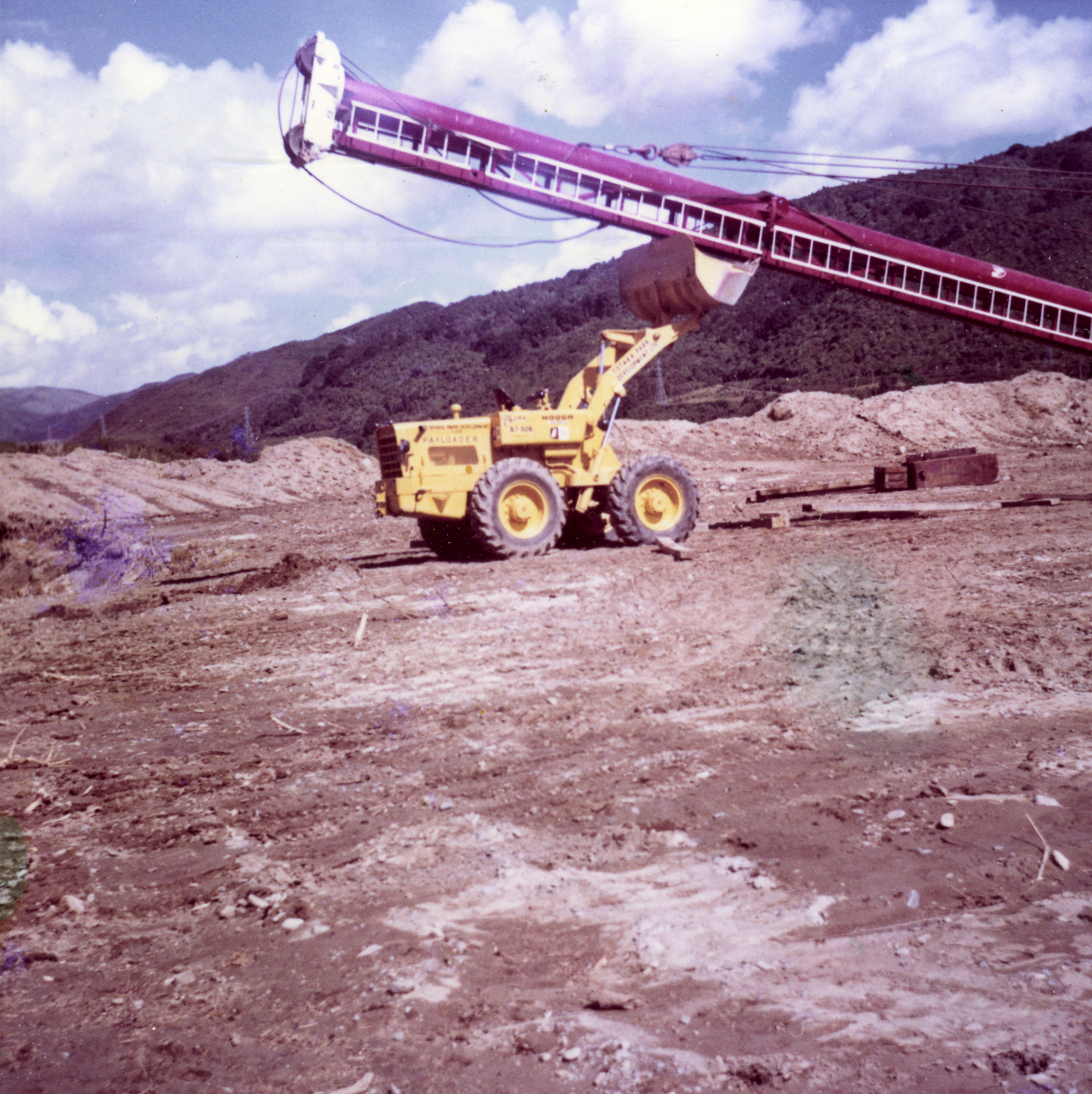 Totara Park Bridge piledriver 3; partly erected.