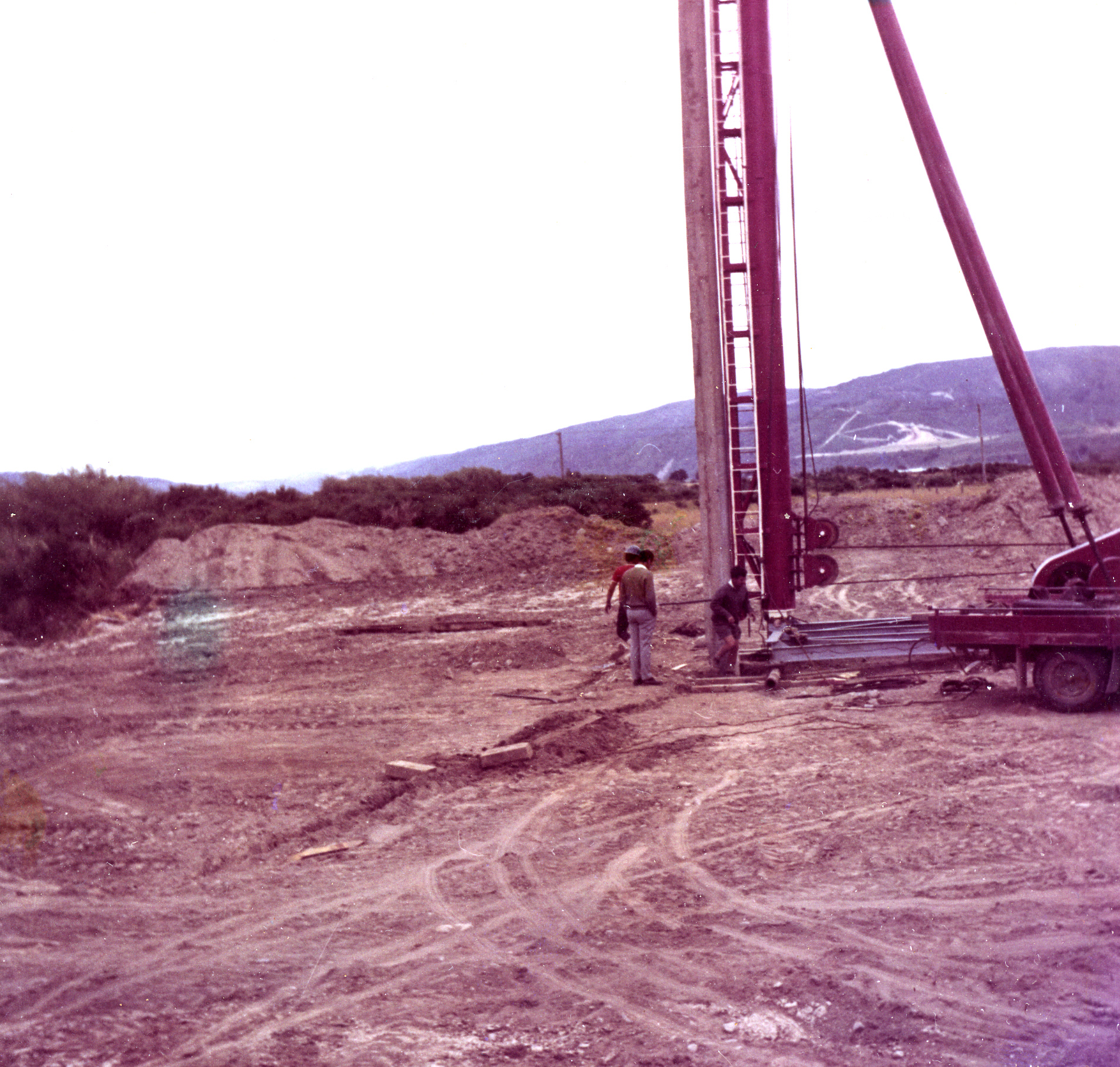 Totara Park Bridge piledriver 4; erected.