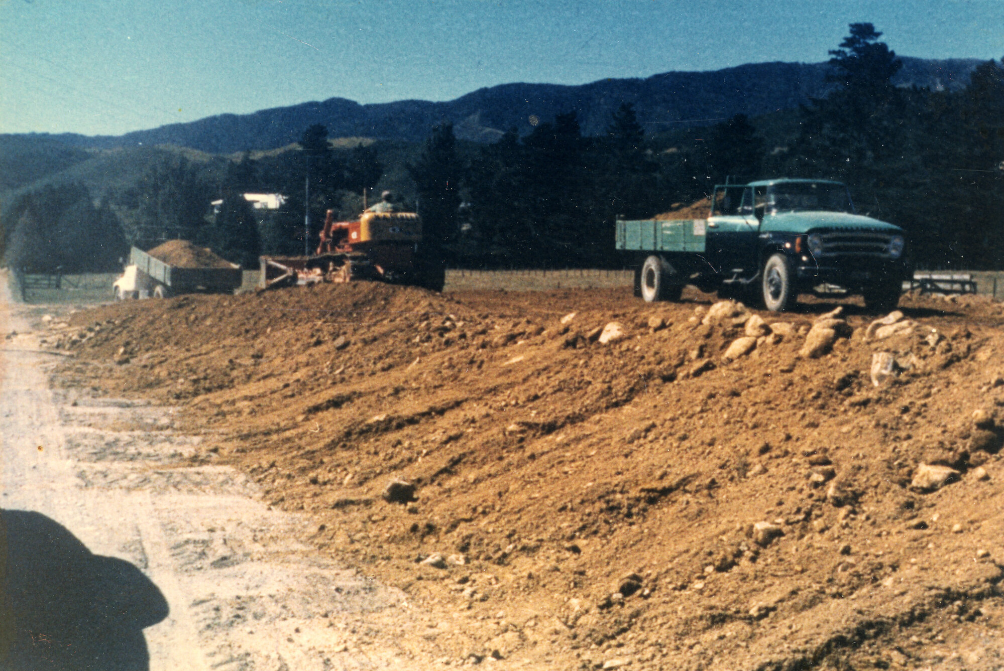 Totara Park bridge site; earthworks at southern end; stop bank?