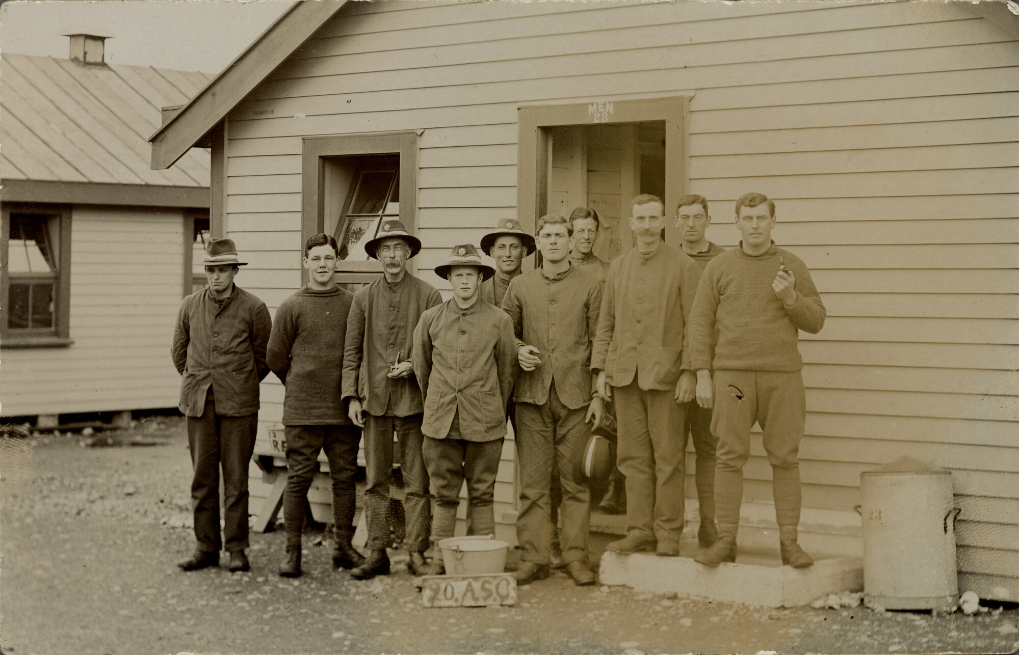 Featherston Army Barracks; Soldiers Outside Barracks; 1916
