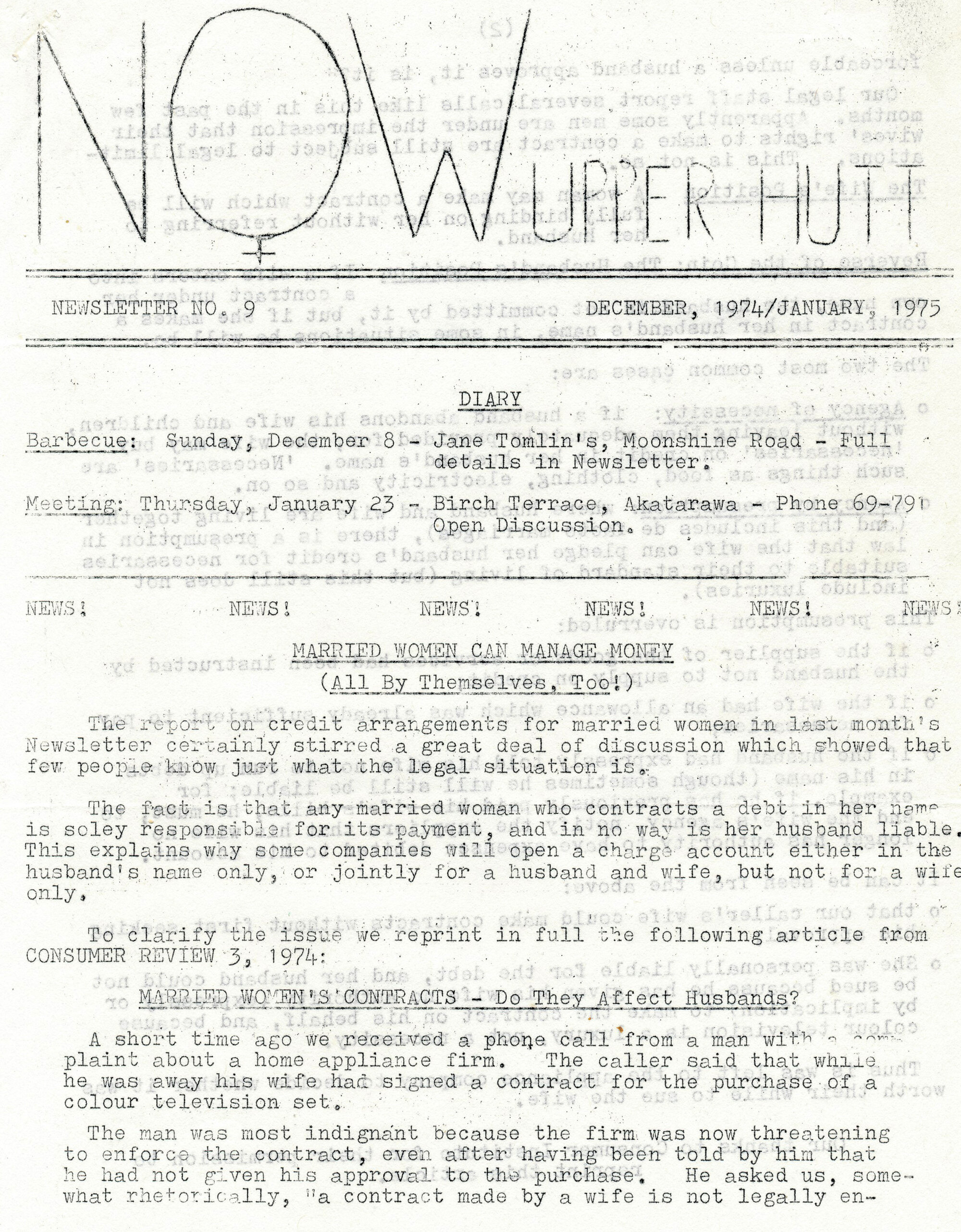 N.O.W Upper Hutt; December 1974/January 1975; Issue 9