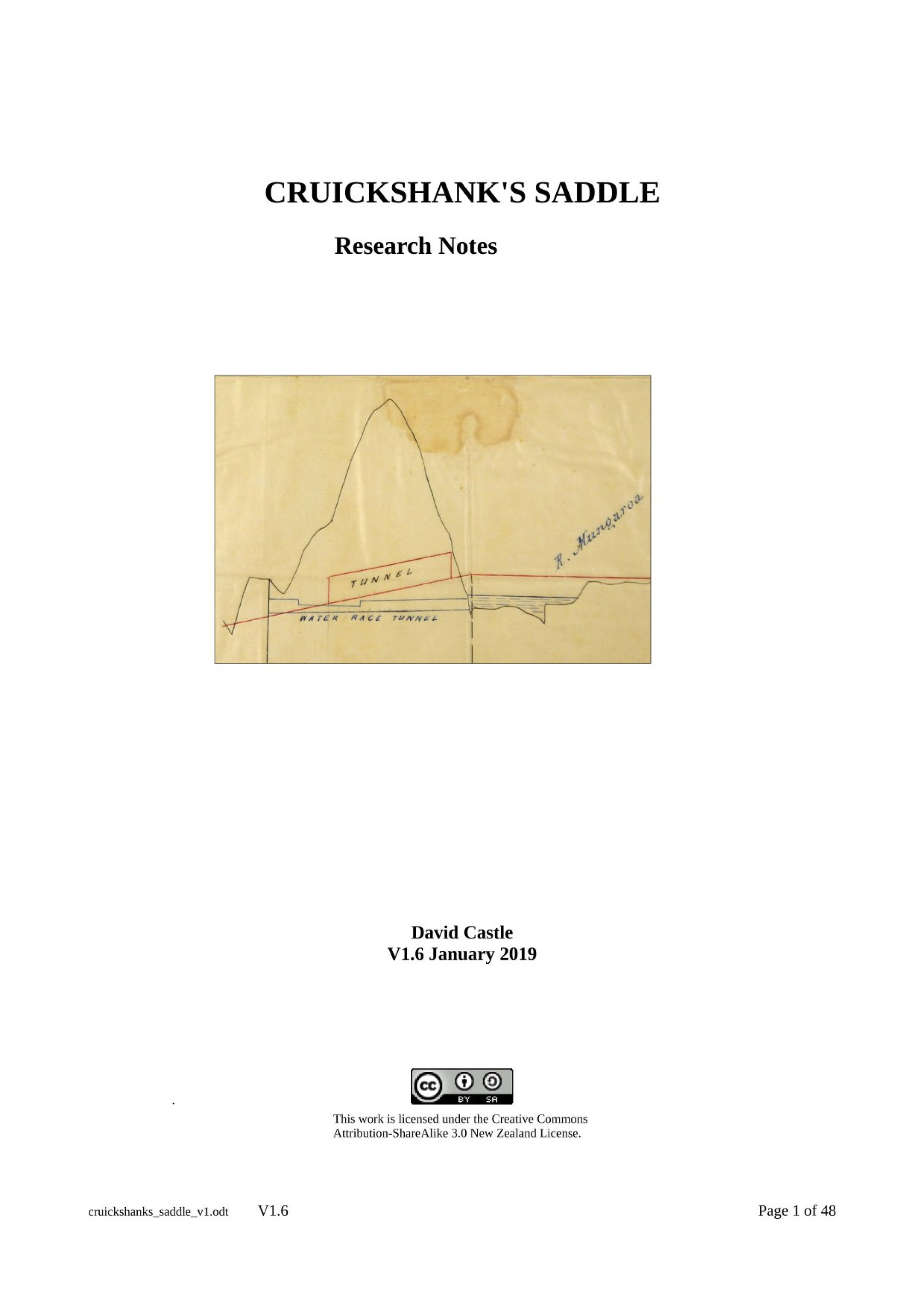 Cruickshank's Saddle: Research Notes by D.J Castle