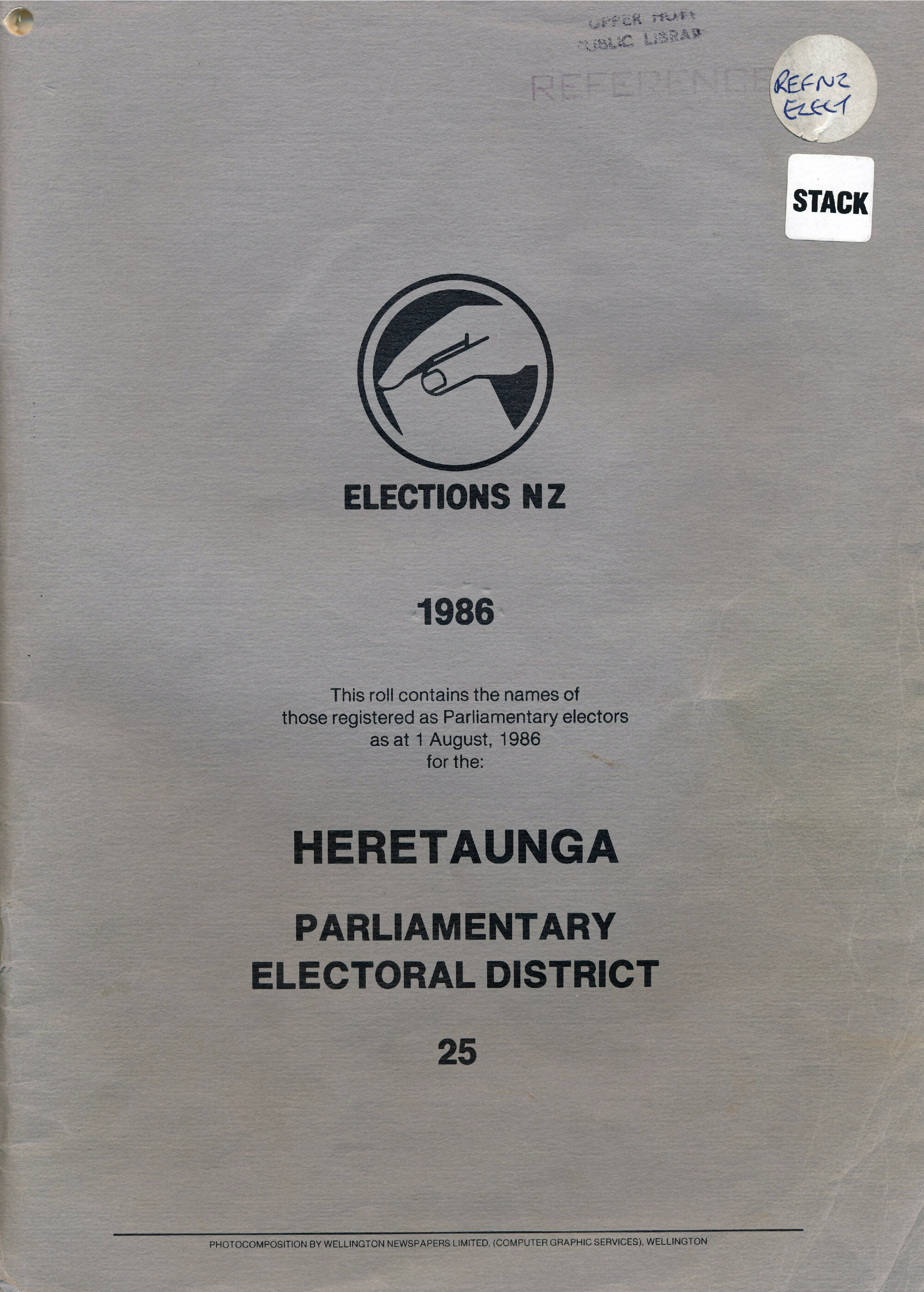 Heretaunga Main Electoral Roll 1986
