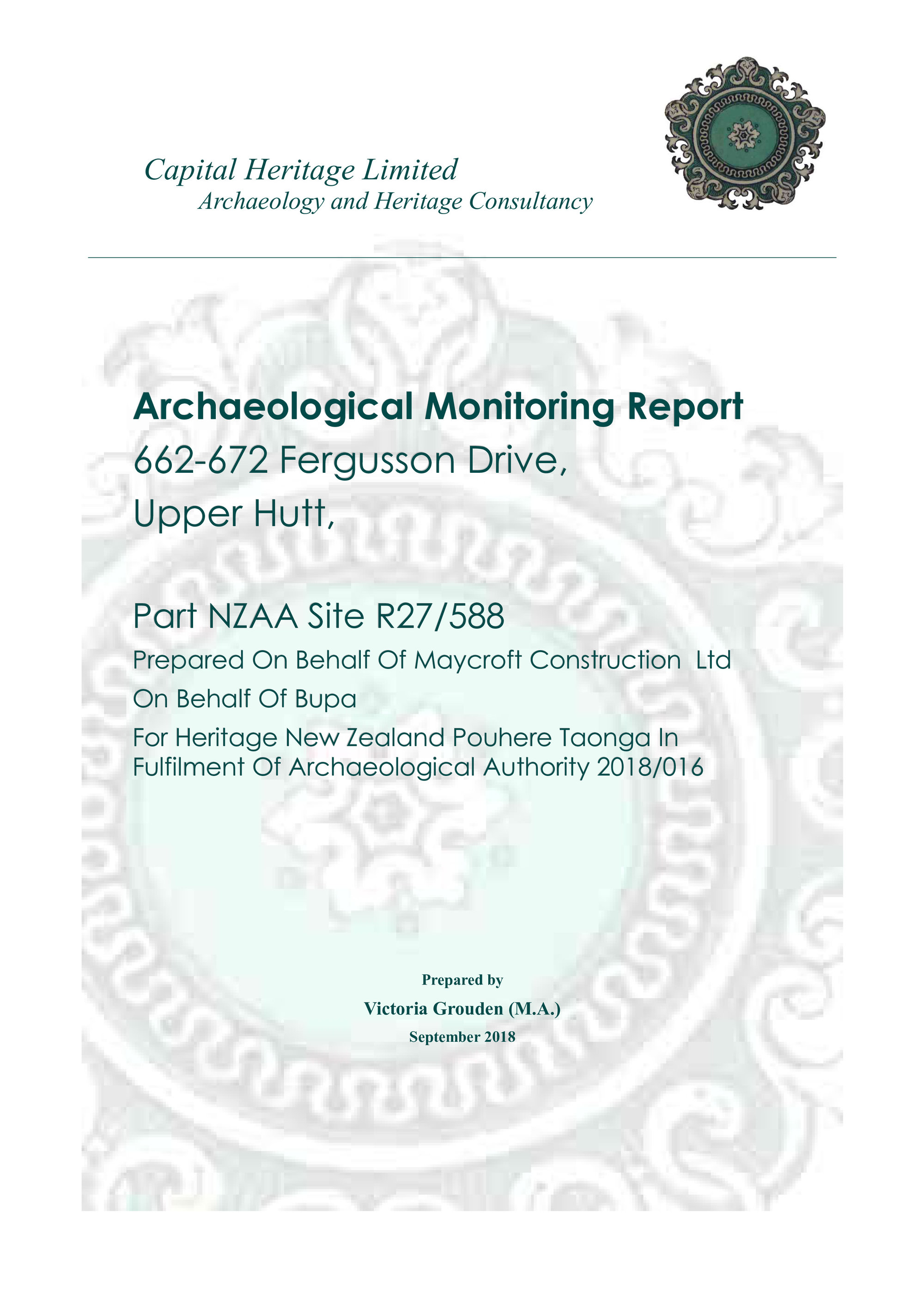 Archaeological assessment report for 662-672 Fergusson Drive